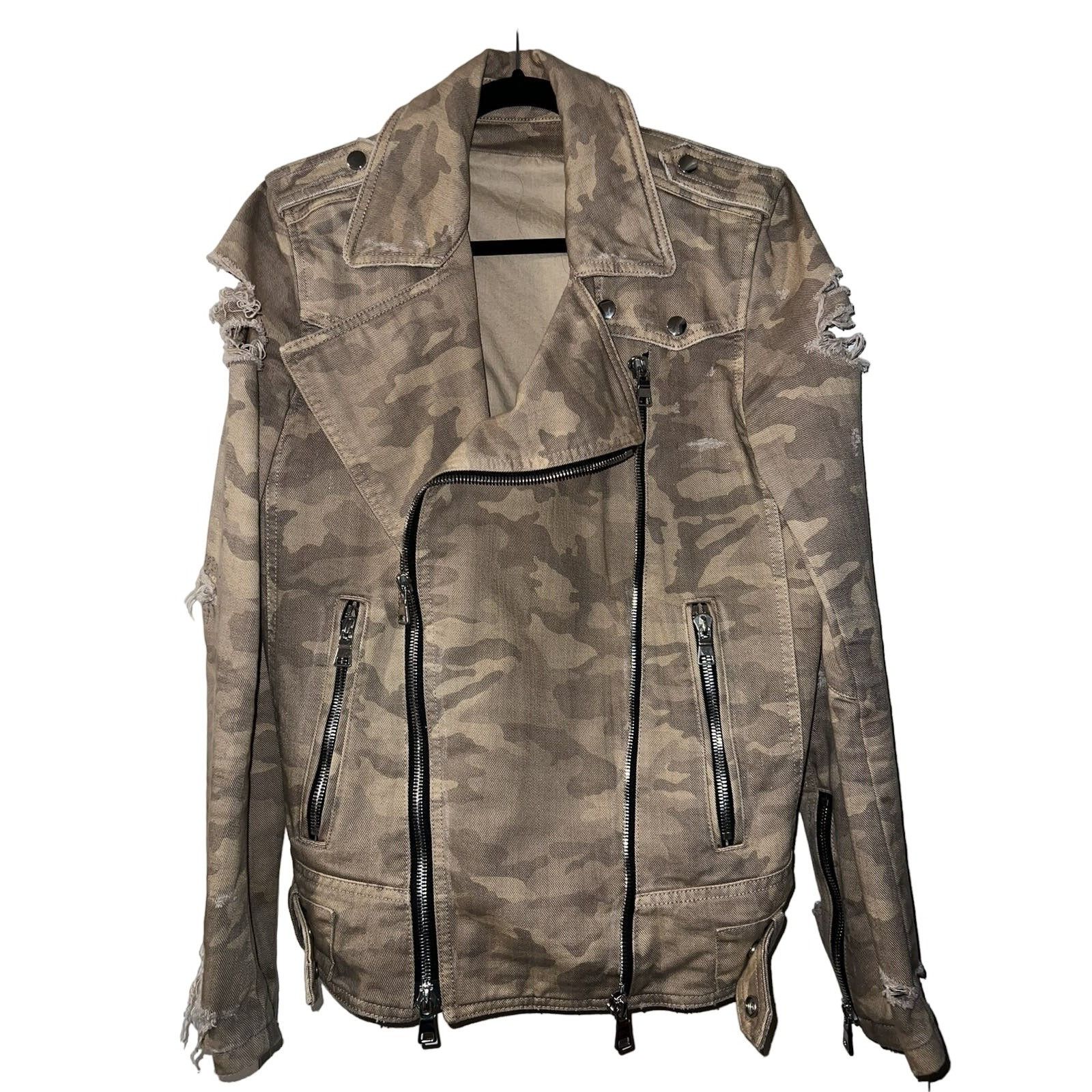 Balmain Balmain Destroyed Camouflage Print Biker Jacket Size US M / EU 48-50 / 2 - 4 Thumbnail