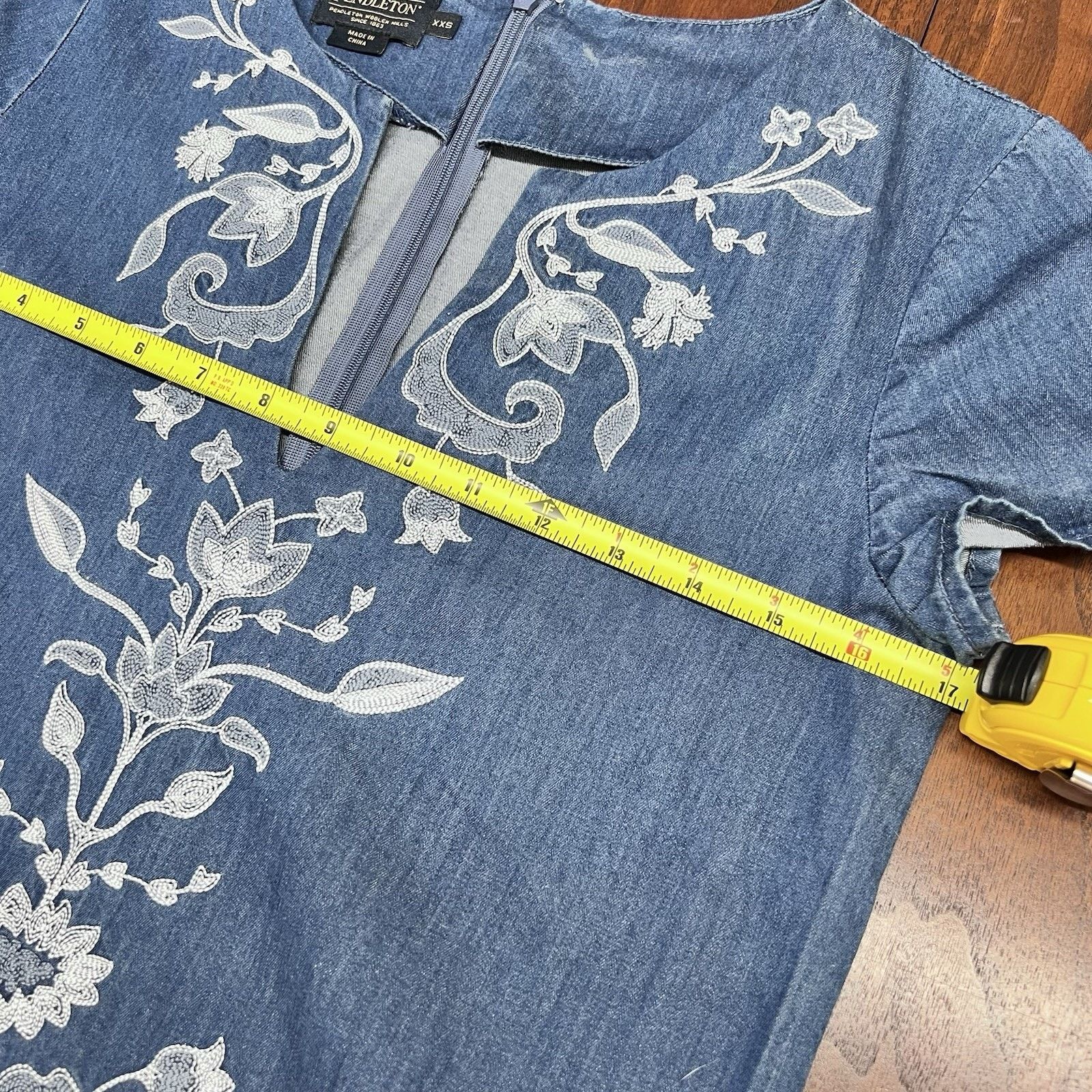 Pendleton $169 Pendleton Shirt Dress XXS Tala Embroidered Denim Size XXS / US 00 / IT 34 - 5 Thumbnail