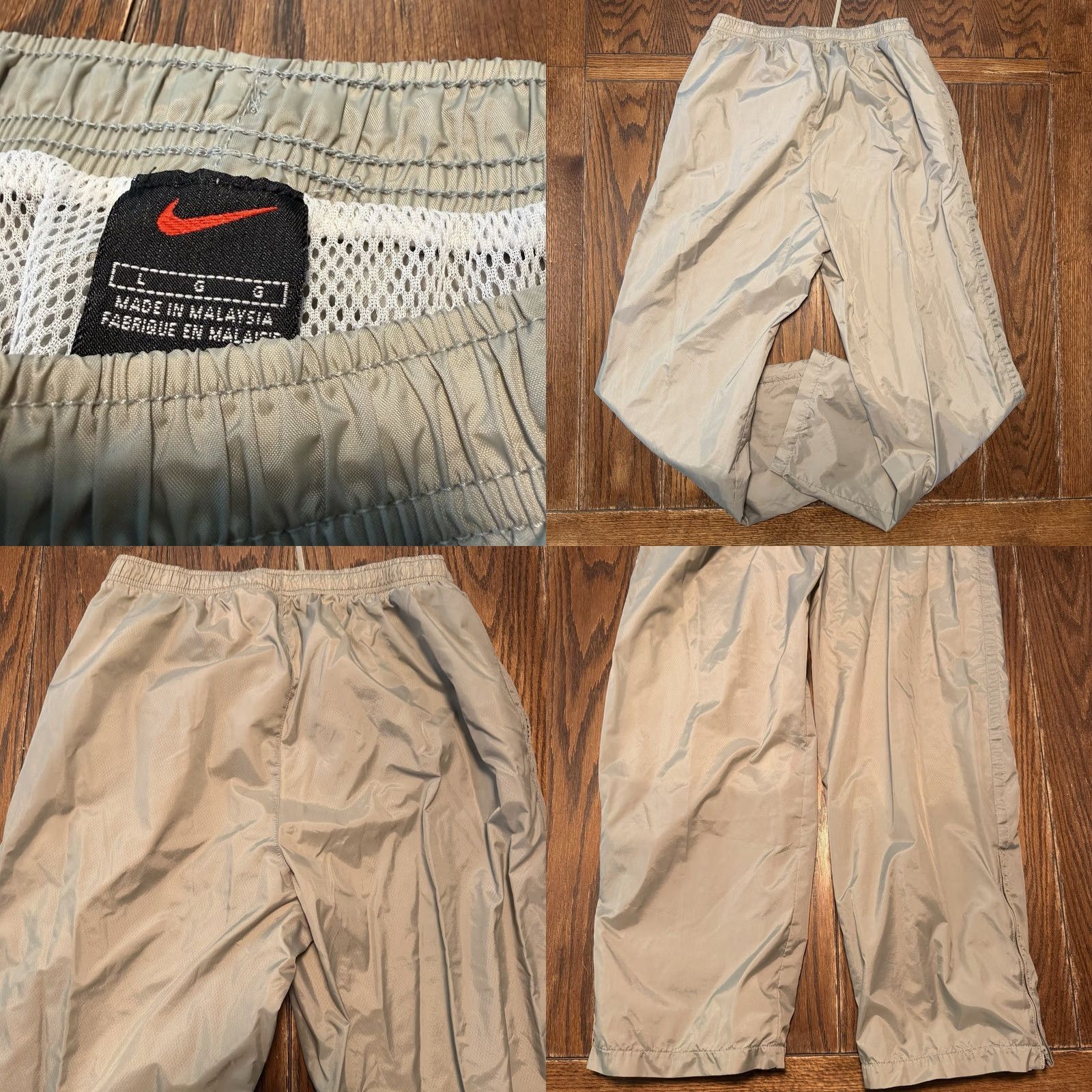 Nike VINTAGE Nike Lined Windbreaker Pants Mens Large Baggy Ankle Zip Gray Black Nike Track Pants Regular Mens Size US 33 - 8 Thumbnail