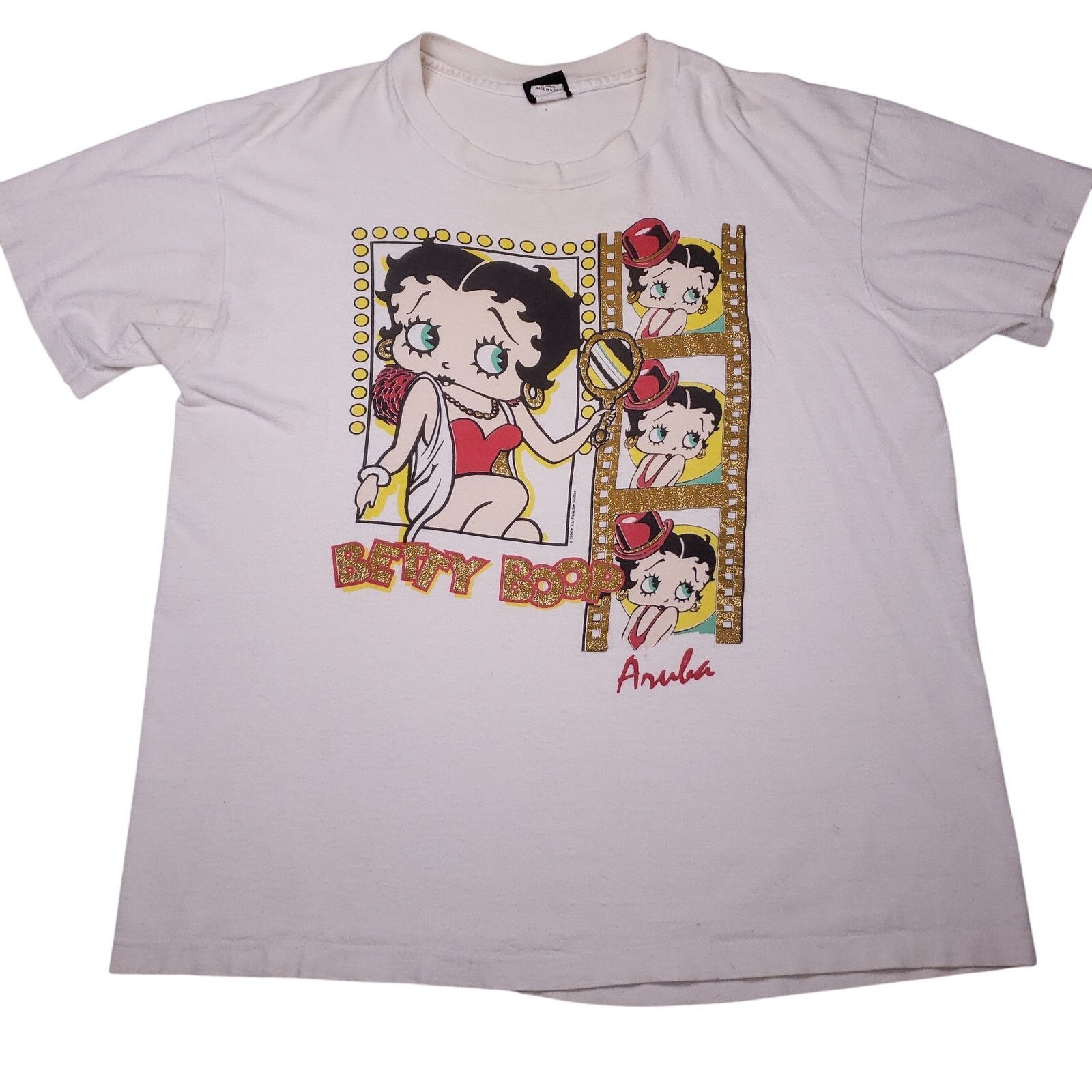 Vintage Vtg 90s Betty Boop Diamond Dust Glitter Tee Size US XL / EU 56 / 4 - 1 Thumbnail