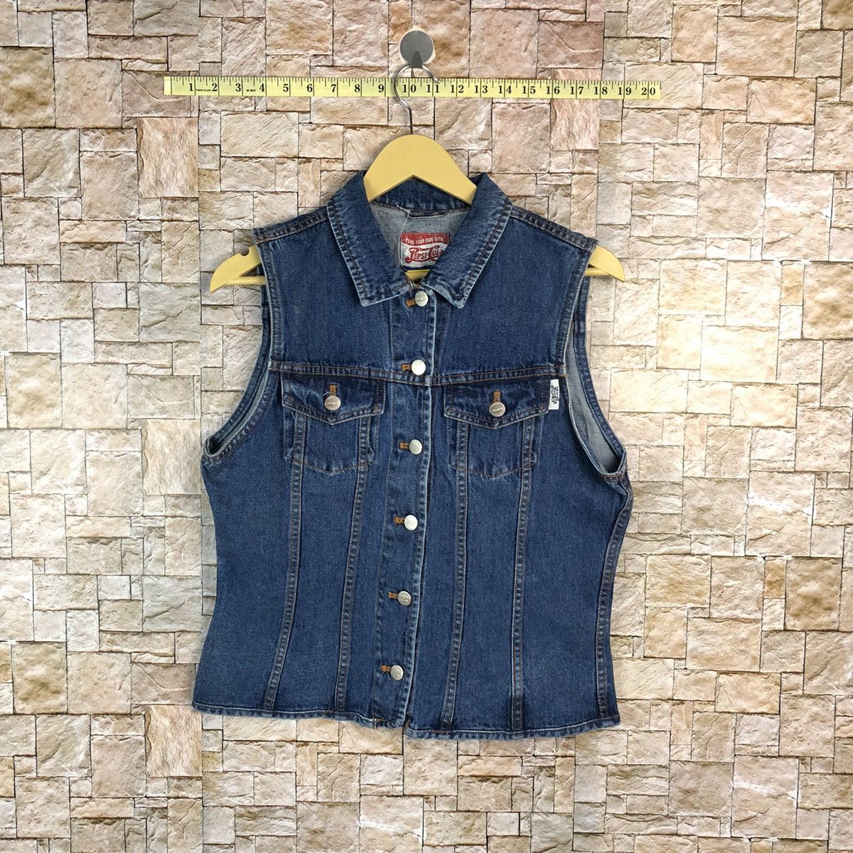 Coca Cola Pepsi Cola Blue Denim Vest #A838 Size US S / EU 44-46 / 1 - 1 Thumbnail