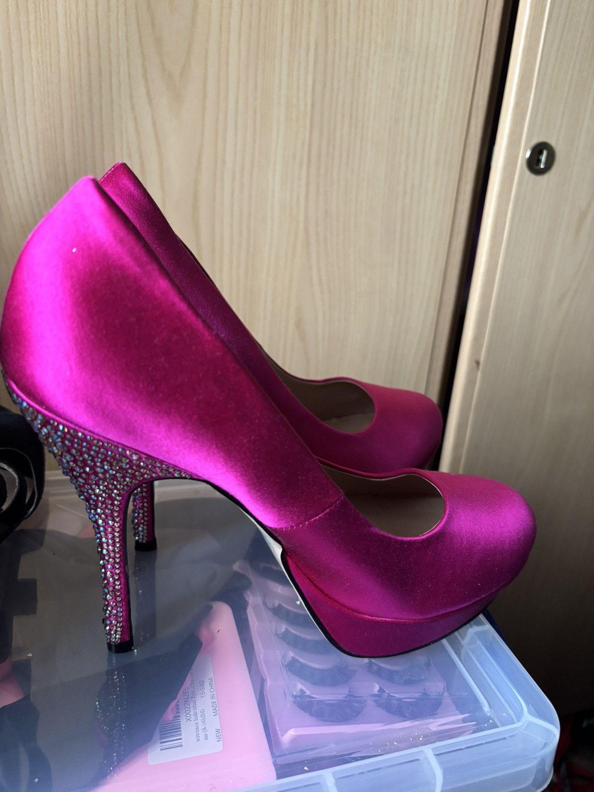 Steve Madden Pink Fuchsia High Heels with Rhinestones - Main Image