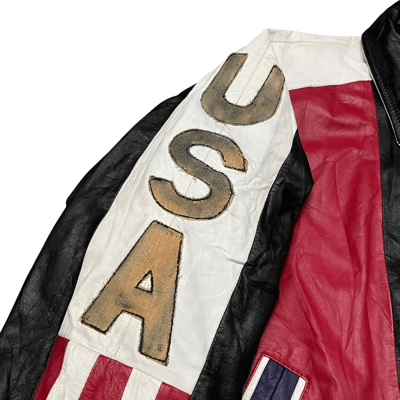 Vintage Vintage Flight Jacket Big USA Flag Leather Cowhide Size US L / EU 52-54 / 3 - 5 Thumbnail