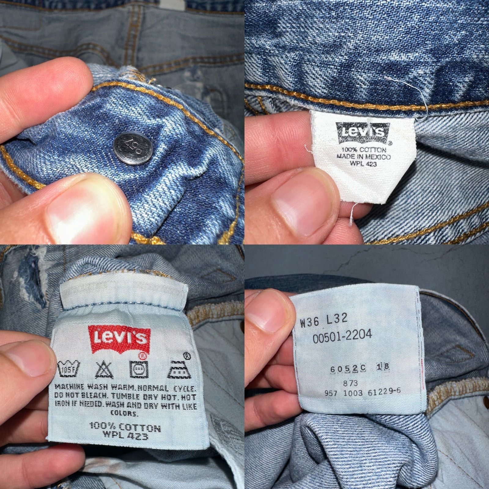 Levi's VINTAGE Levi's 501 Jeans Straight Denim Blue Light Wash 36x32 90s XX Regular Mens Size US 36 / EU 52 - 9 Thumbnail