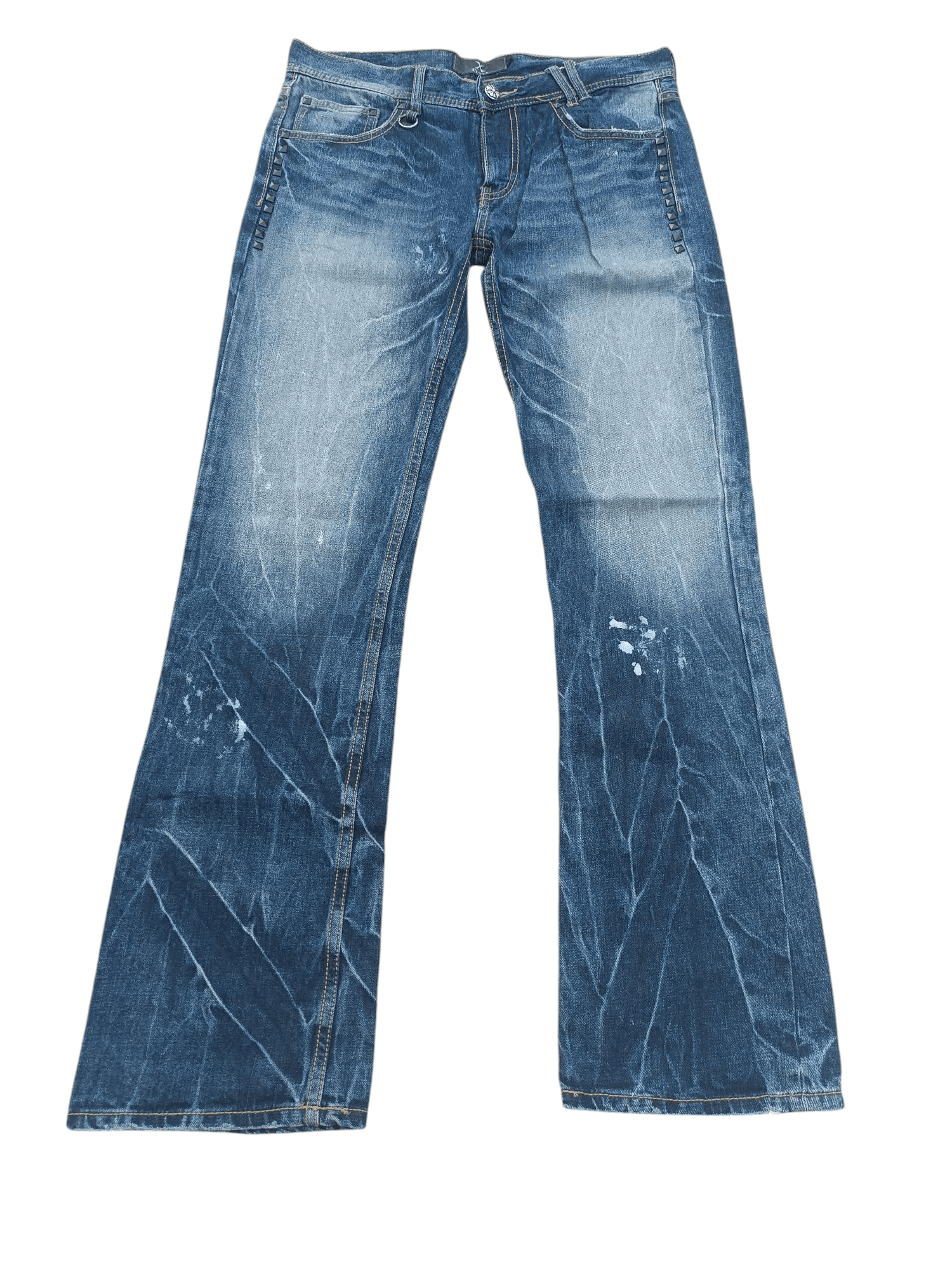 Japanese Brand × Seditionaries FIRE 🔥 Japanese Painted Faded Flare Stud Jeans 🔥 E065 Size US 34 / EU 50 - 7 Thumbnail