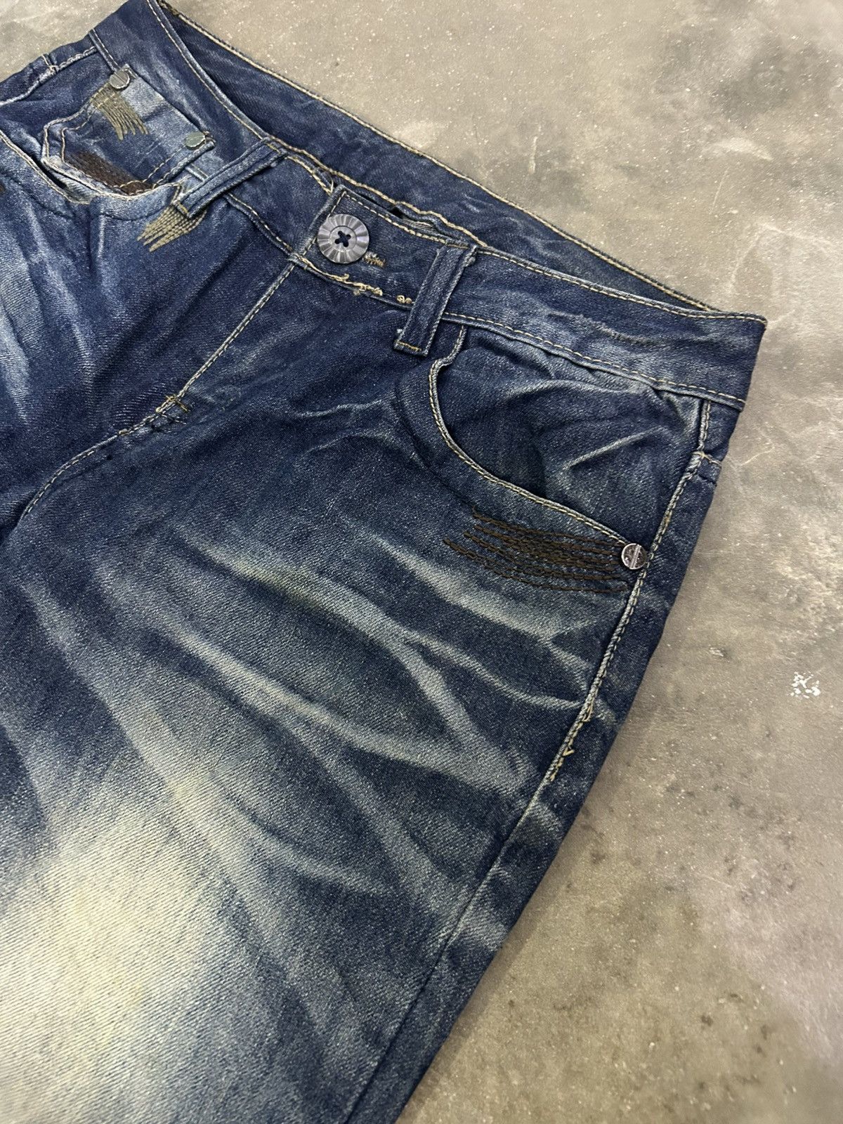 If Six Was Nine Jianai Denim Stacked Grunge Fit Heavy Fade Whisker Washed Size US 28 / EU 44 - 10 Thumbnail