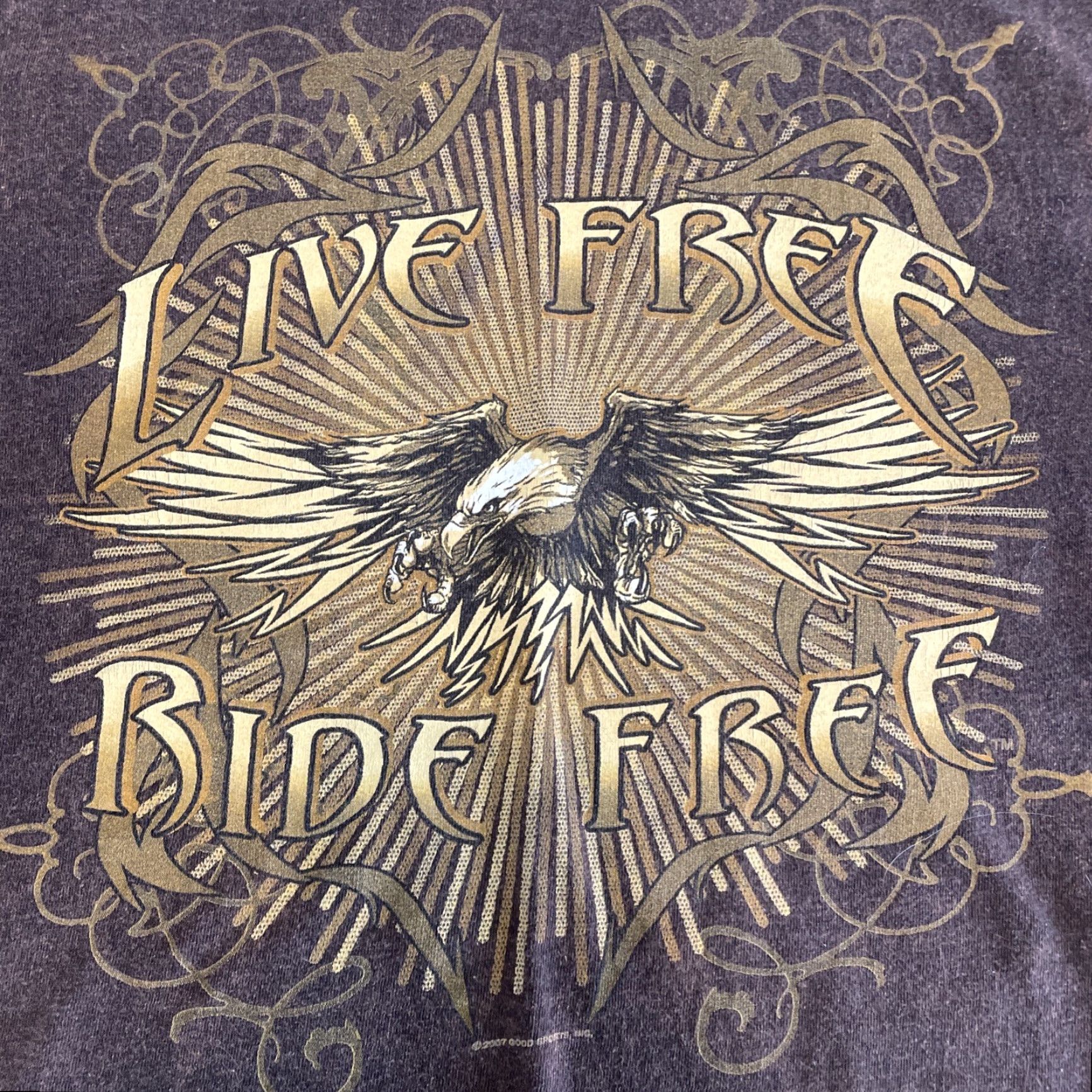 Anvil VINTAGE Anvil Men's T-Shirt Size Medium Brown "Live Free Ride Free" 2007 Sports Good Size US M / EU 48-50 / 2 - 4 Thumbnail