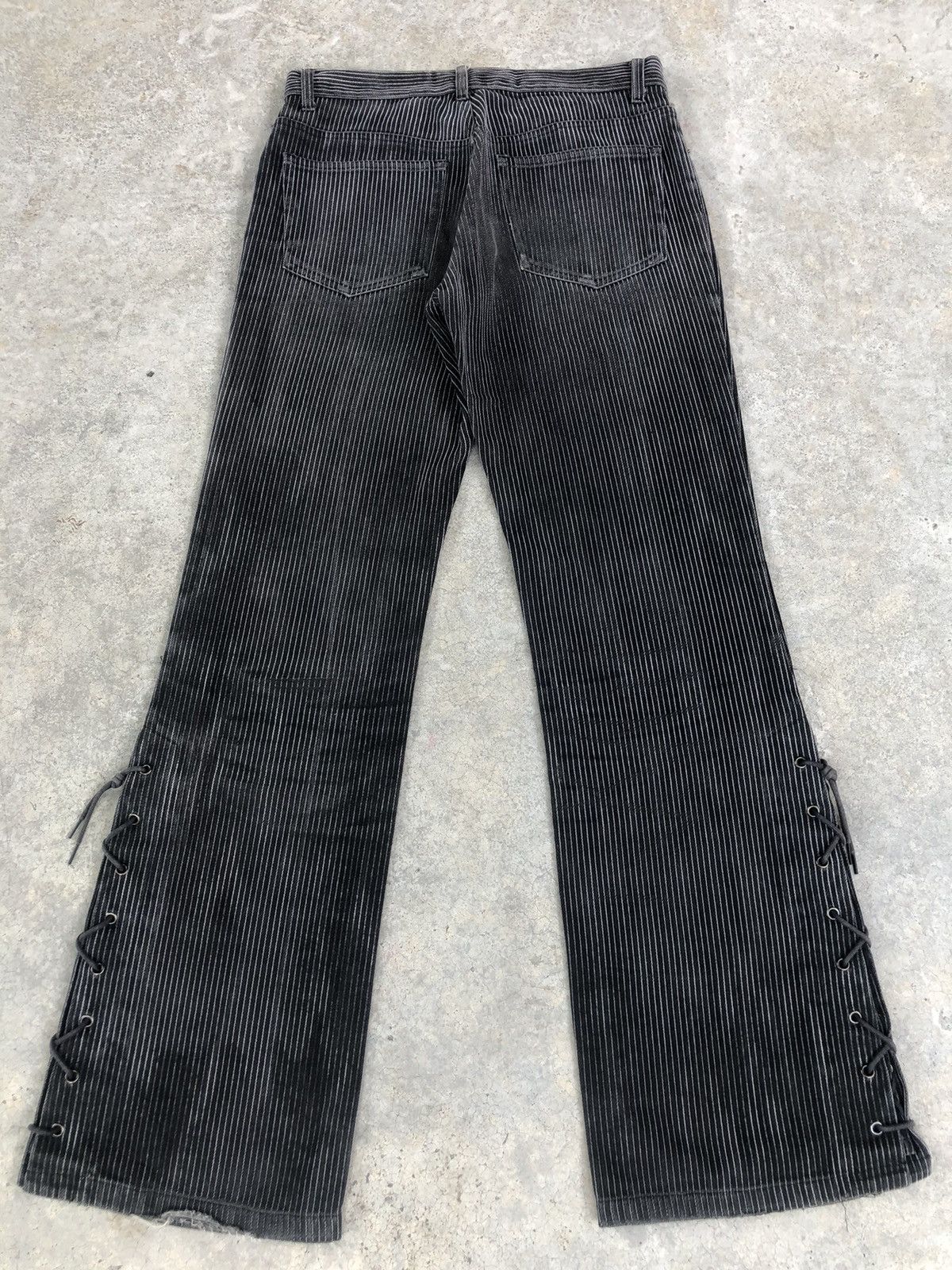 Tornado Mart Japanese Studio Sho Flared Jeans Hickory Stripe Distressed Size US 31 - 2 Thumbnail