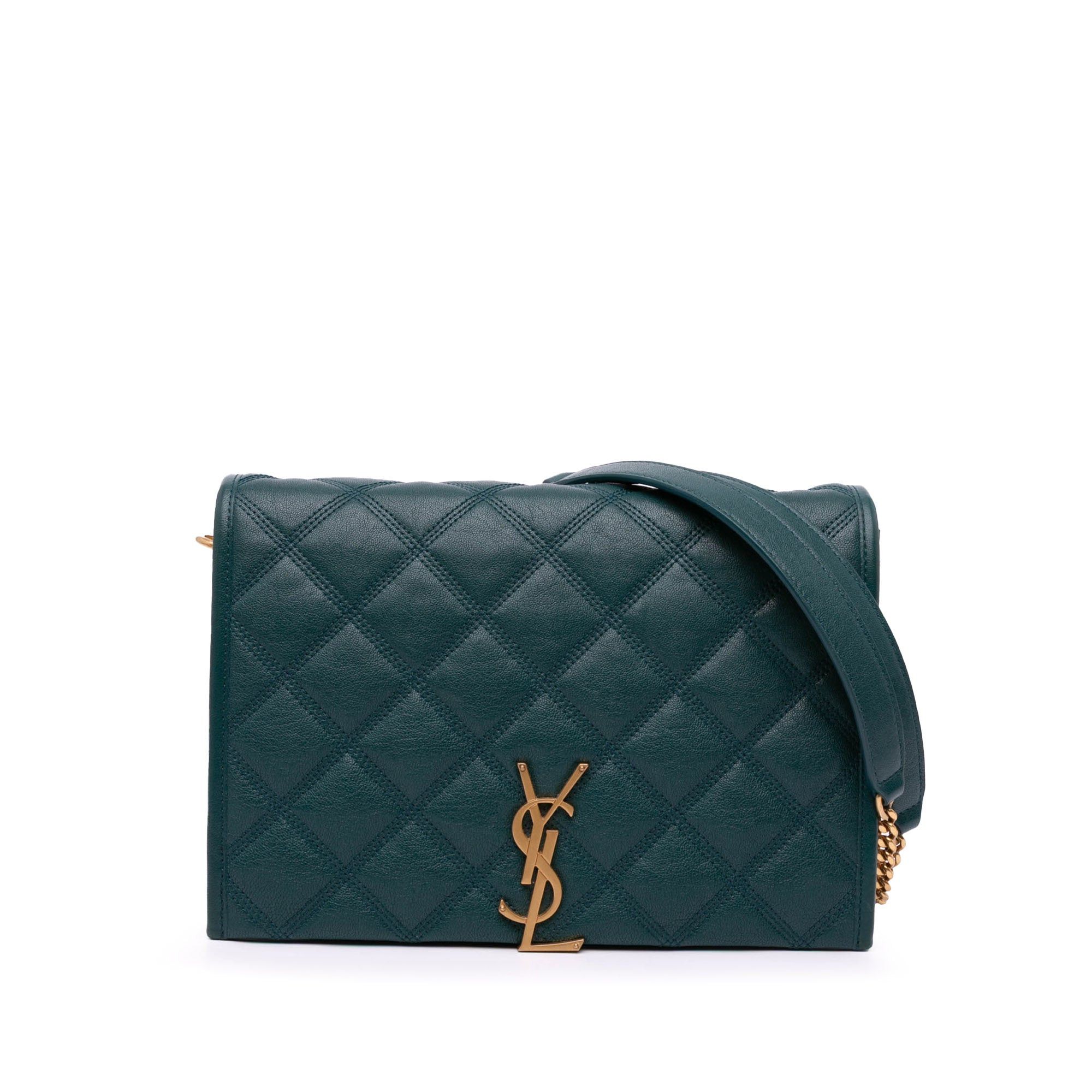 Saint Laurent Paris Saint Laurent Small Quilted Lambskin Becky Chain Shoulder Bag Green Size ONE SIZE - 1 Thumbnail