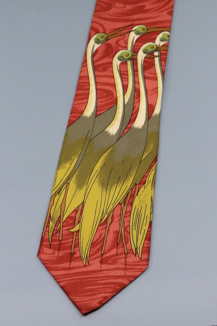 Hugo Boss × Vintage Vintage Hugo Boss Tie with Cranes Size ONE SIZE - 1 Thumbnail