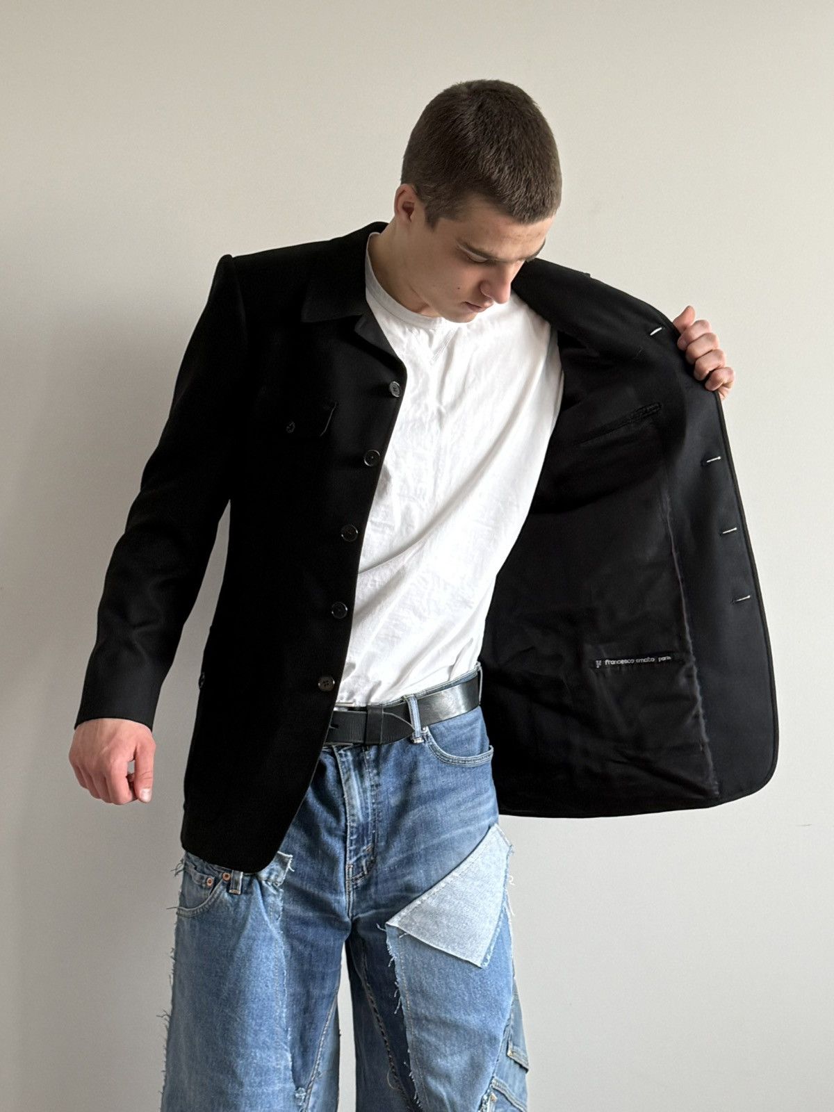 Francesco Smalto Vintage Francesco Smalto Paris Tailored Wool Safari Jacket Size 50R - 2 Thumbnail