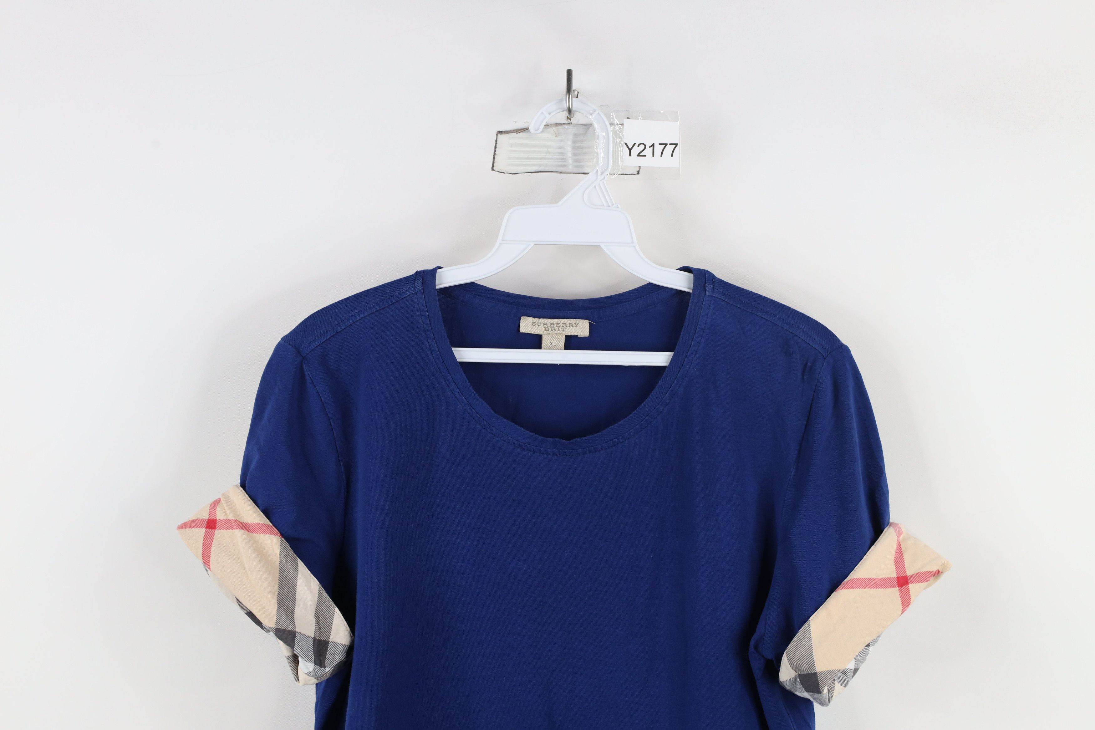 Burberry × Vintage Burberry Brit Novacheck Plaid Short Sleeve T-Shirt Blue Size XL / US 12-14 / IT 48-50 - 2 Thumbnail