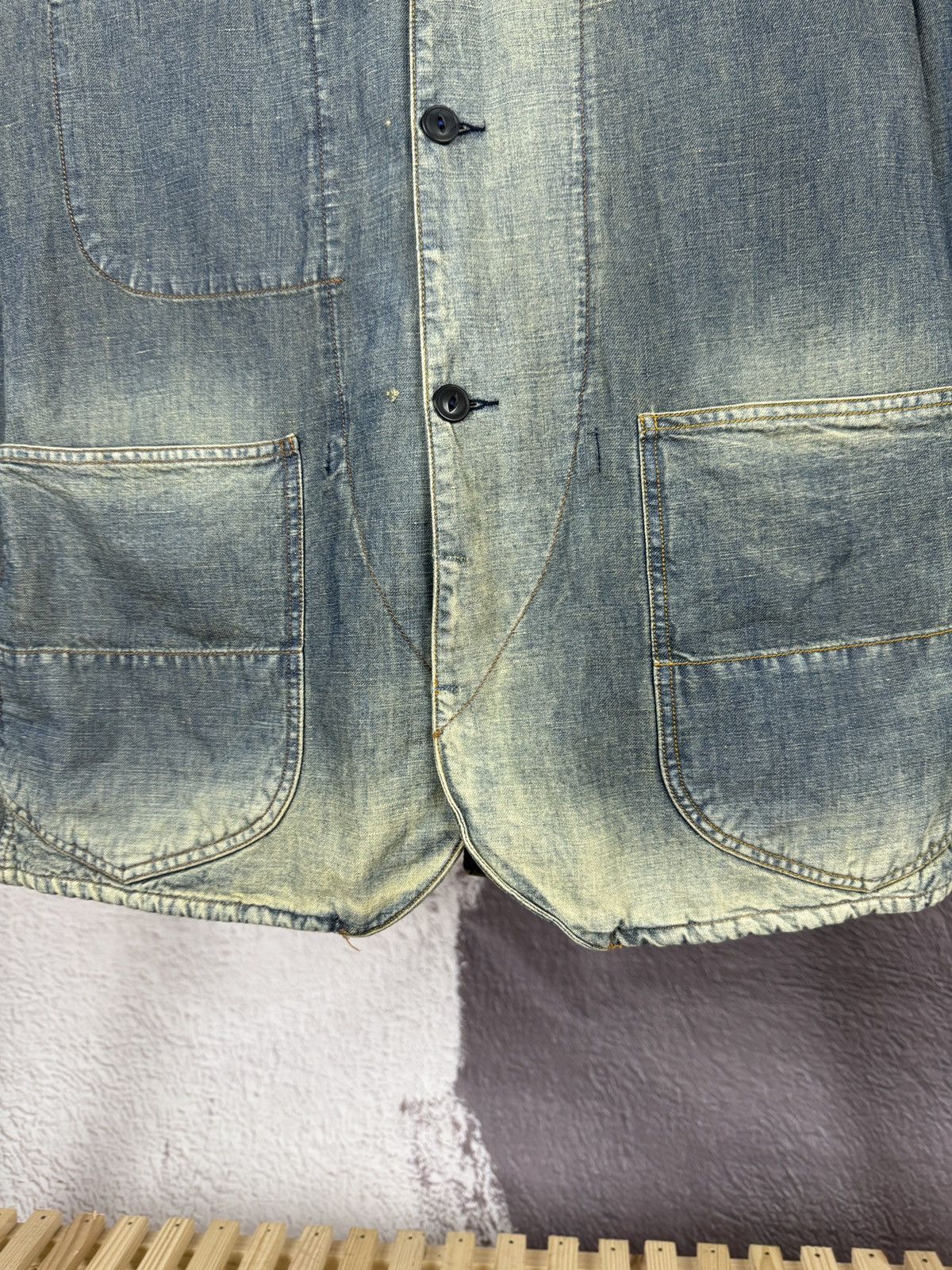 Paul Smith Red Ear by Paul Smith blue faded denim work jacket blazer Size US L / EU 52-54 / 3 - 6 Thumbnail