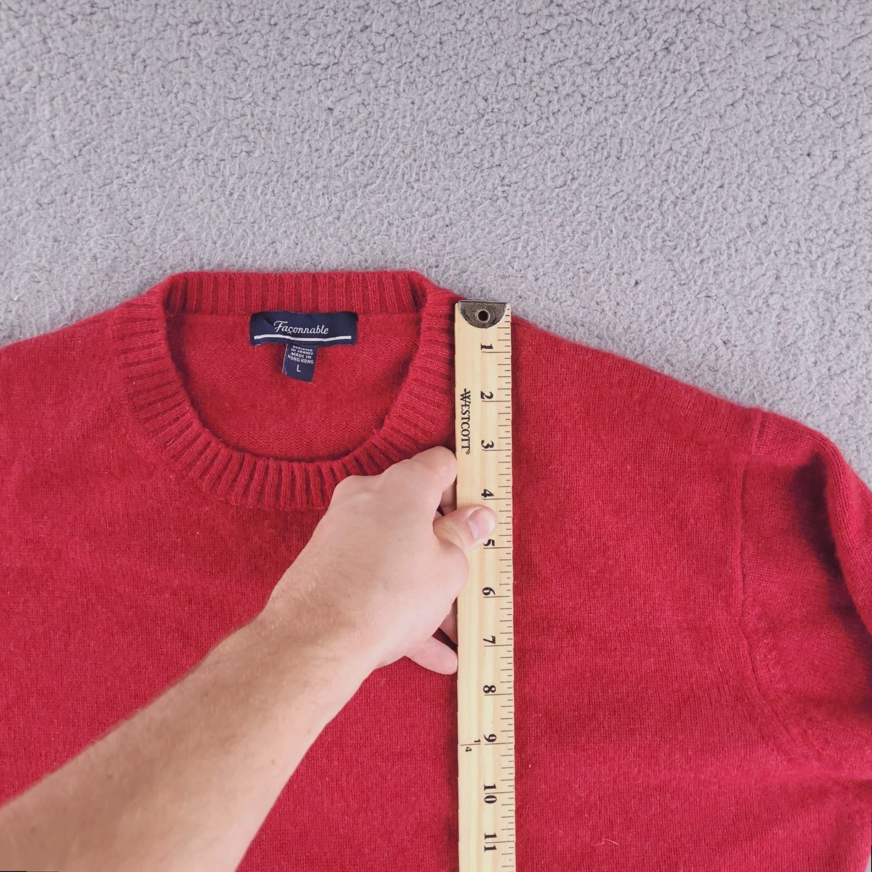 Faconnable Facconable Sweater Mens Red L 100% Cashmere Crewneck Long Sleeve Pullover Size US L / EU 52-54 / 3 - 7 Thumbnail