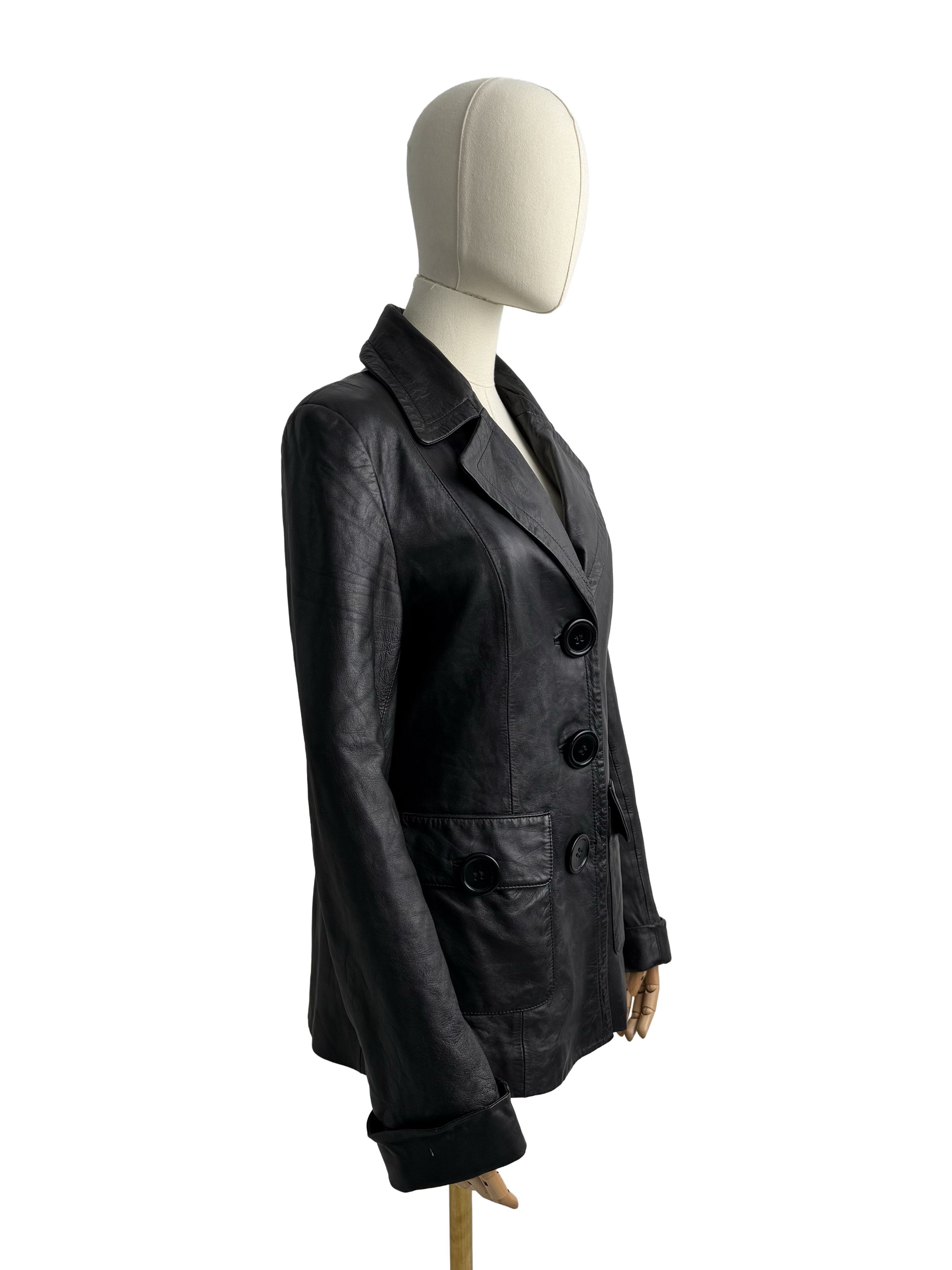 Vintage Vintage Leather Blazer Jacket Tailored Button Up Classic Size M / US 6-8 / IT 42-44 - 1 Thumbnail