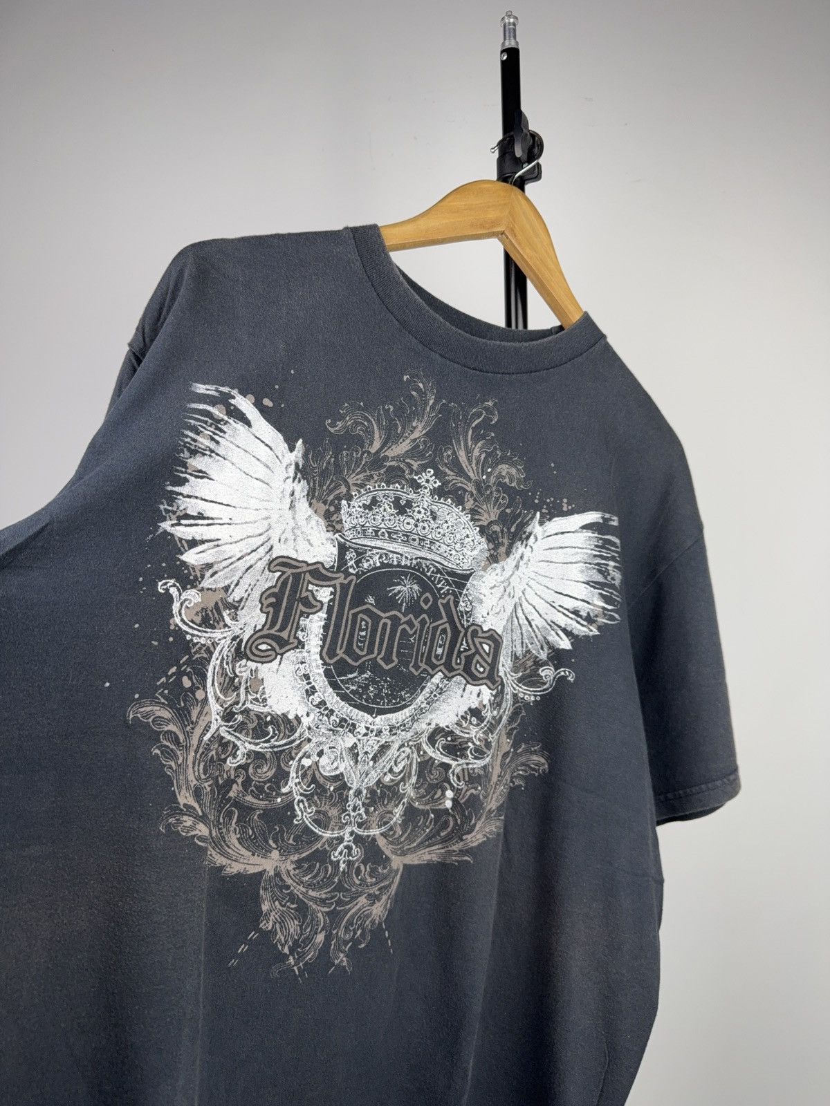 Vintage 00s Florida Biker Rock Gothic Wings Graphic Tee Y2K Style Size US L / EU 52-54 / 3 - 4 Thumbnail