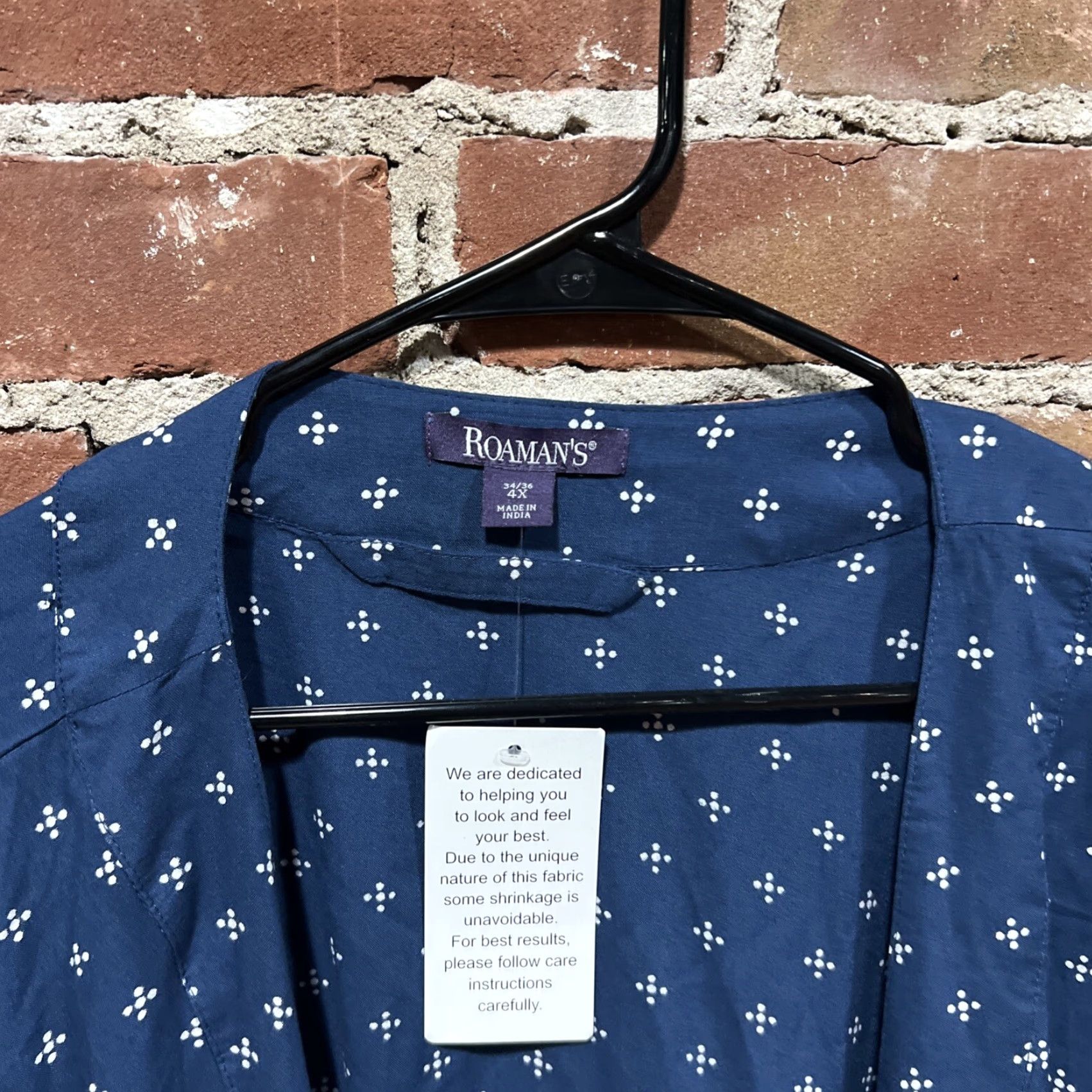 Vintage Roaman's Plus-size Wrap Dress 4X Blue Womens 3/4 Sleeve V-Neck Midi Floral Wrap Dress - Roaman's Plus Size Women Size XXL / US 16-18 / IT 52-54 - 2 Thumbnail