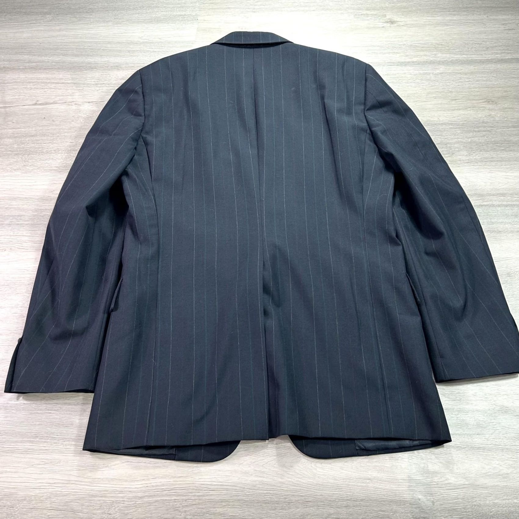 Hart Schaffner Marx VINTAGE Hart Schaffner & Marx Suit Mens 44R 36x31 Pinstripe Blue Charcoal 2 Piece 1990s Mens Size 44R - 3 Thumbnail