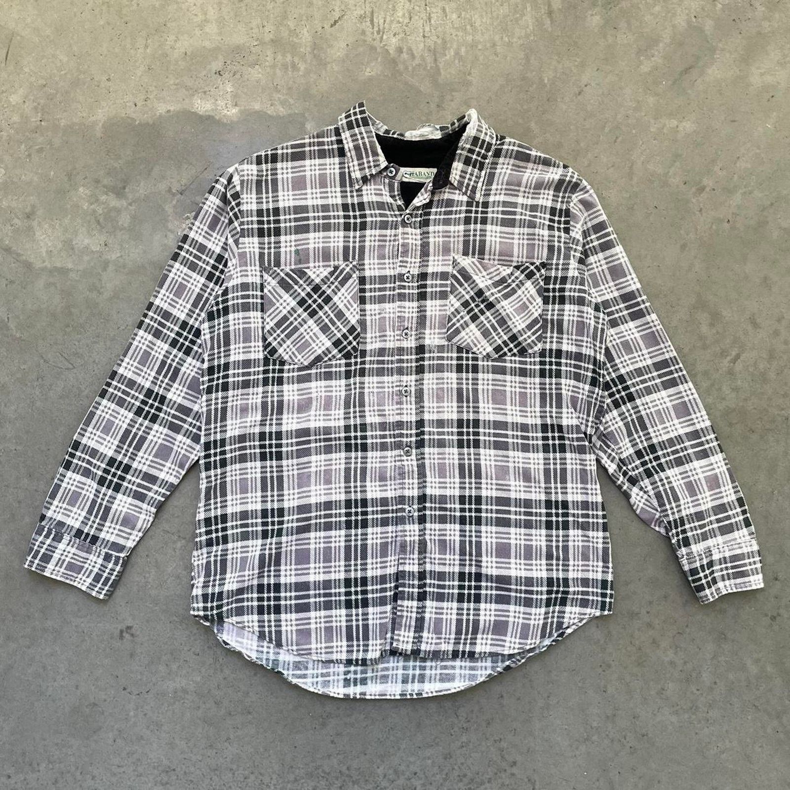 Vintage Vintage Black & White Plaid Flannel Shirt Size US L / EU 52-54 / 3 - 1 Thumbnail
