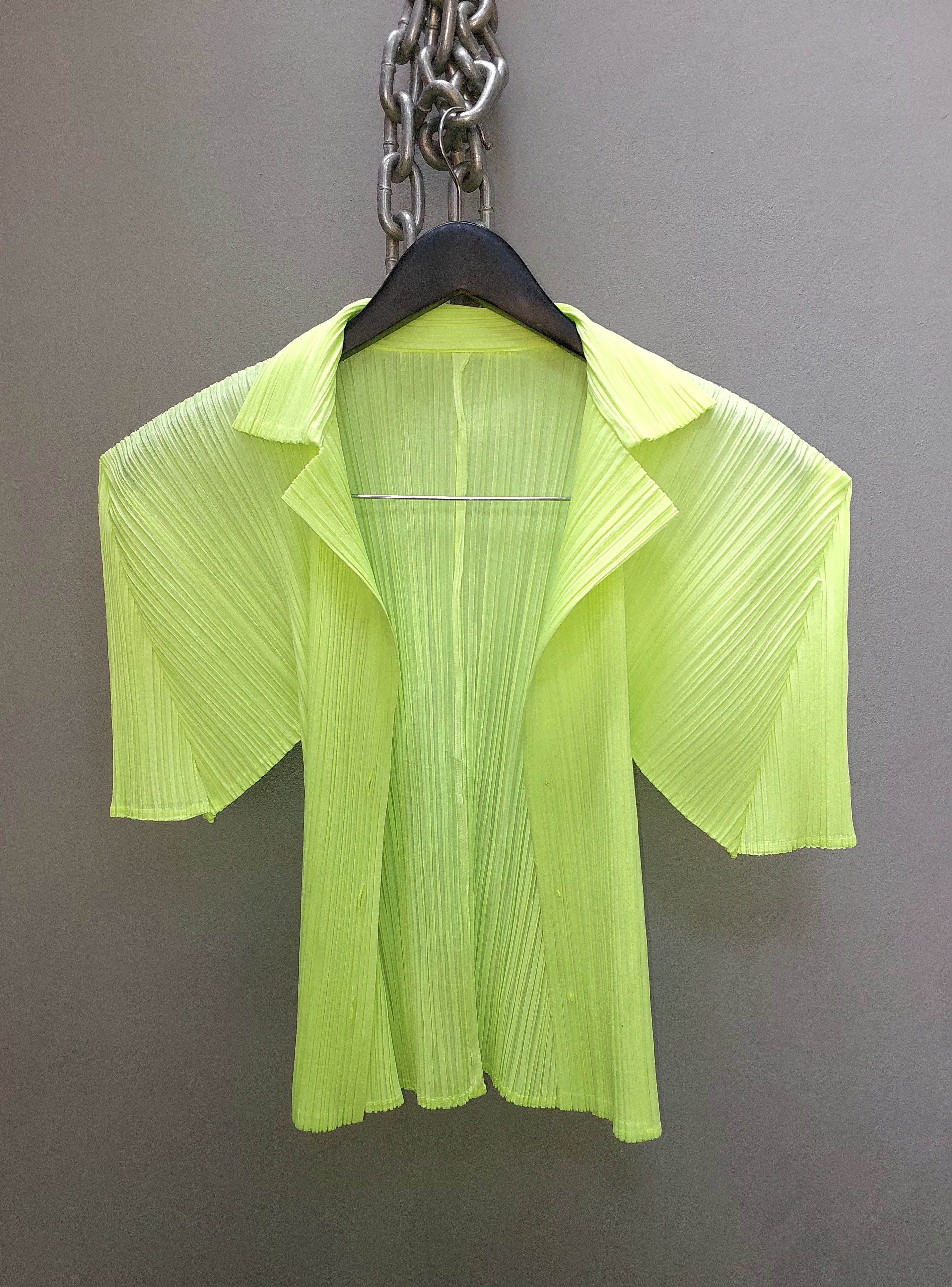 PLEATS PLEASE ISSEY  Backgammon Crewneck tops Long sleeve PP73-JK612 Moss green