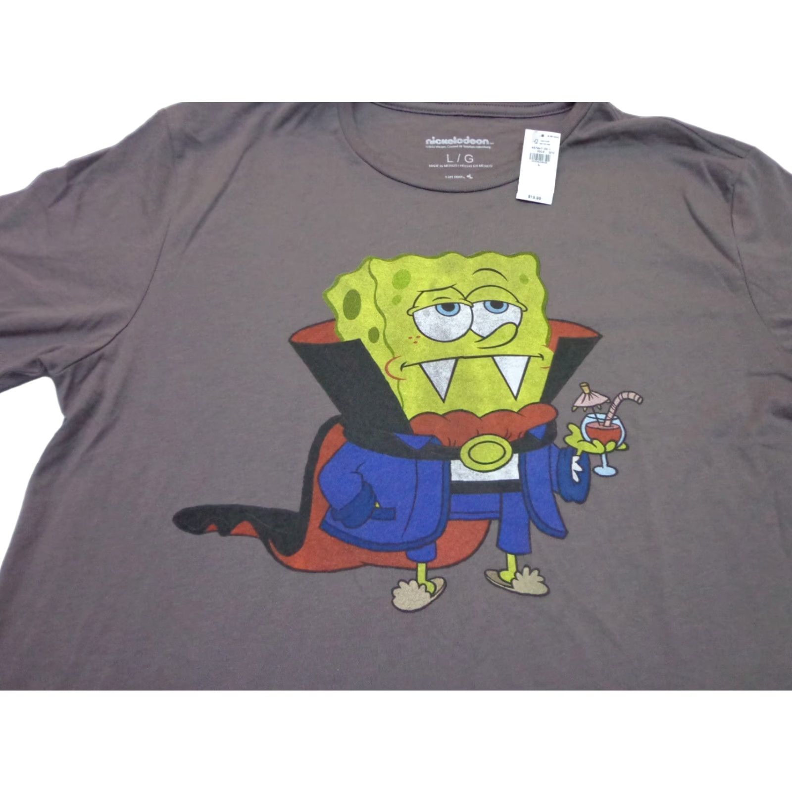 Nickelodeon SpongeBob SQUAREPANTS Nickelodeon T-Shirt Unisex Adults L Gray Crew Neck Short Sleeve Graphic Print Size US L / EU 52-54 / 3 - 1 Thumbnail