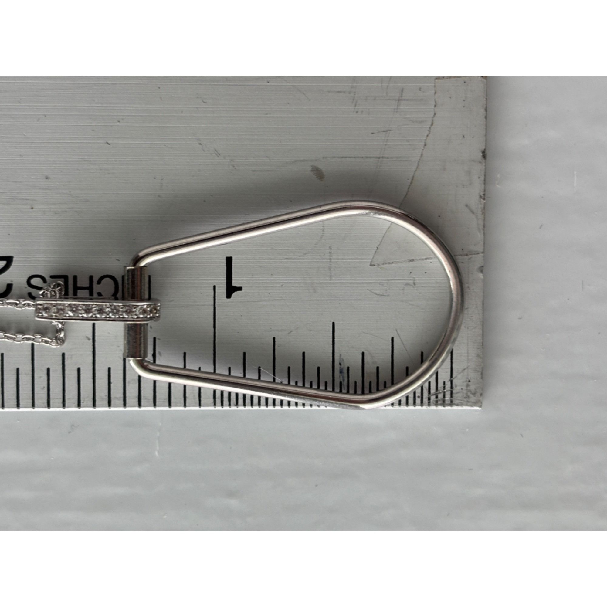 Other Silver Pendant Necklace With Open Teardrop Design & Rhinesto Size ONE SIZE - 4 Thumbnail