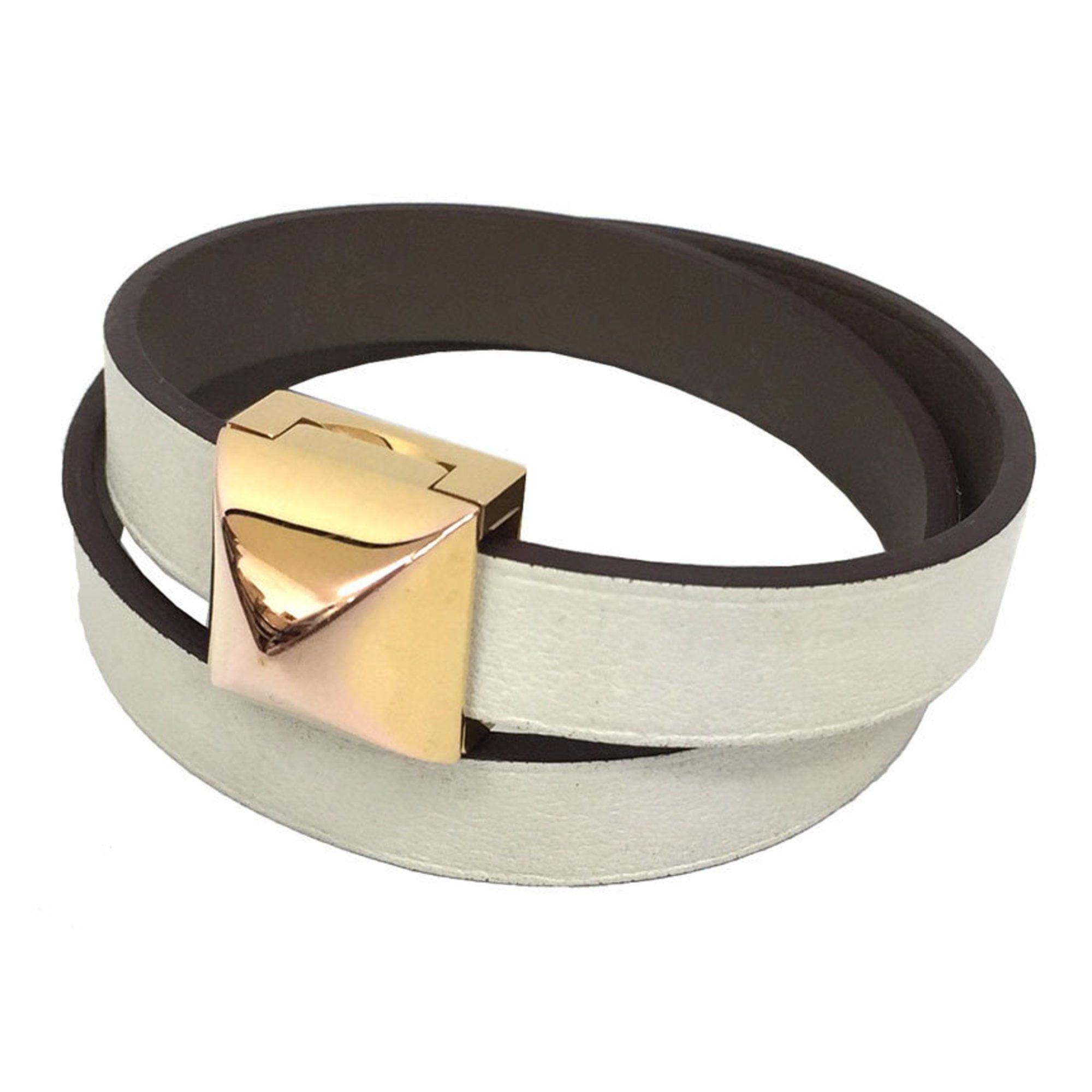 Hermes Hermes Hermès Medor Infinie Double Tour Bracelet T2 White/Etoupe Leather with C Stamp Size ONE SIZE - 1 Thumbnail