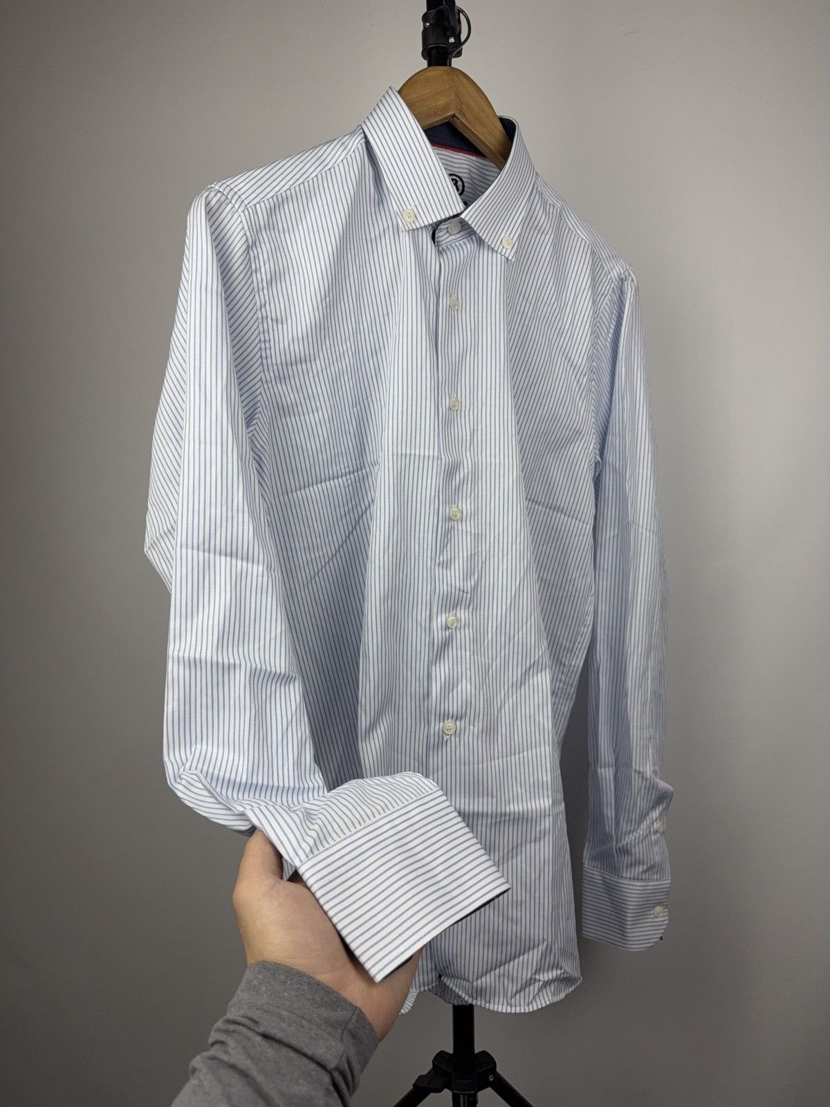 Bogner Luxury Bogner Striped Button Down Cotton Shirt Blue White Size US M / EU 48-50 / 2 - 6 Thumbnail