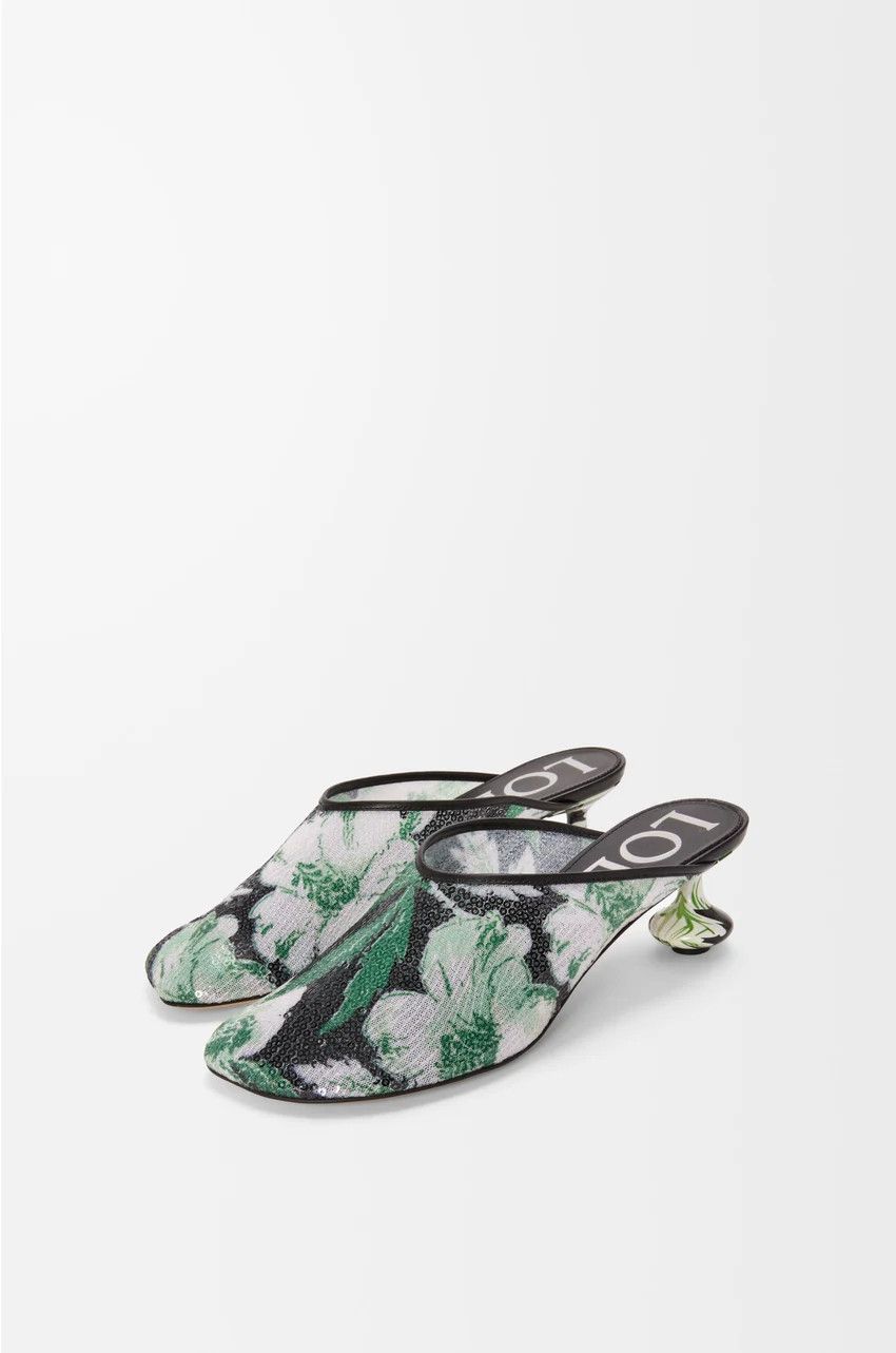 Loewe o1loc1c0525 Toy Mule In Sequins in Black/Green Size US 6 / IT 36 - 2 Thumbnail