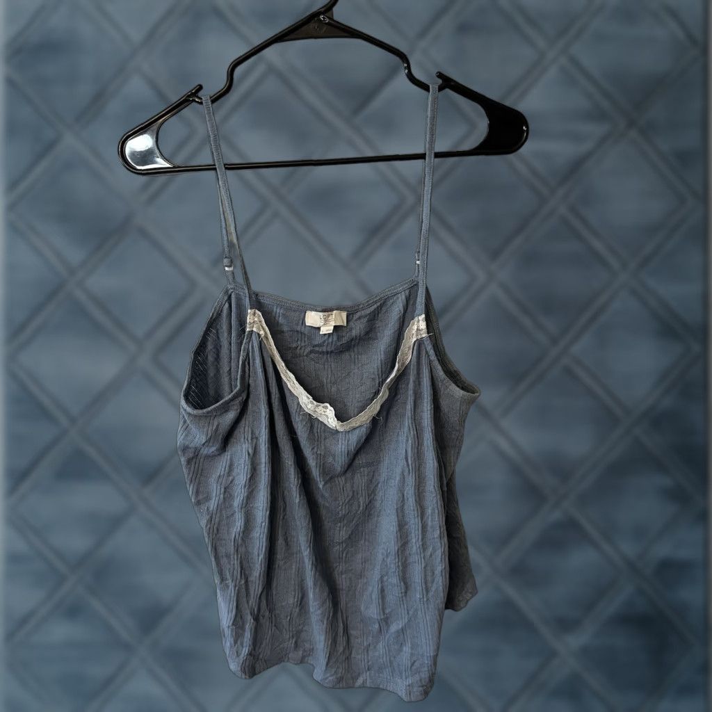 Loft VINTAGE Ann Taylor LOFT Sleep Tank Top Womens Large Blue Lightweight Pajama Cami Sleeveless Summer Activewear Size L / US 10 / IT 46 - 1 Thumbnail