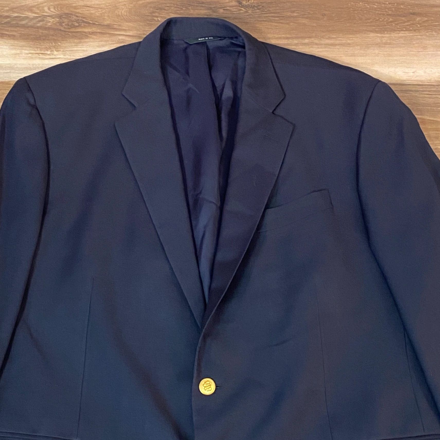 Brooks Brothers VINTAGE Brooks Brothers Blazer Mens 45R Black Madison Makers Gold Button USA Loro Piana Size 48R - 2 Thumbnail