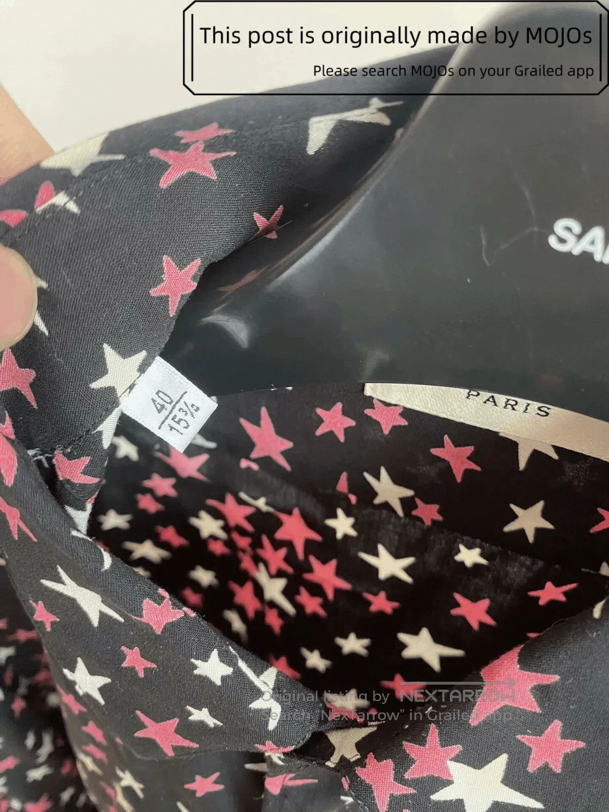 Saint Laurent Paris Sz 40 Saint Laurent Paris 16AW Pink Stars Shirt mojos152724 Size US L / EU 52-54 / 3 - 4 Thumbnail