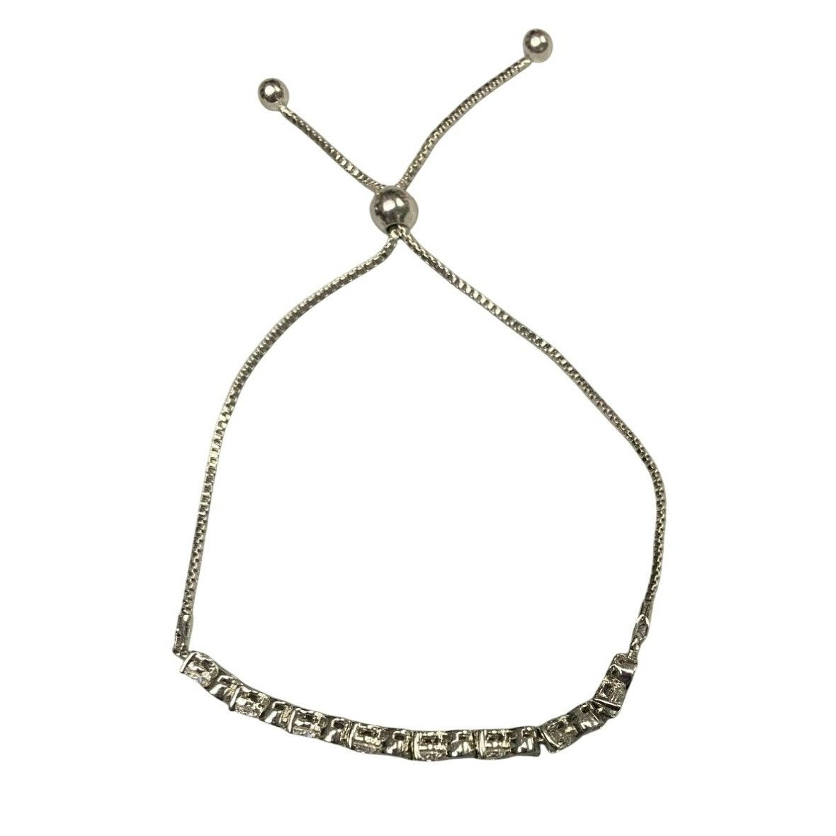 Other Vintage Silver-Tone Adjustable Rhinestone Tennis Bracelet Wi Size ONE SIZE - 3 Thumbnail