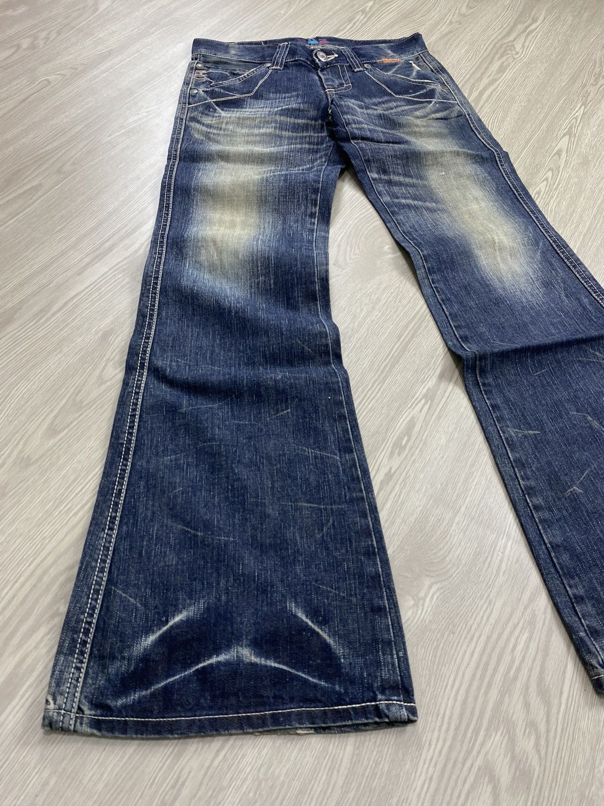 If Six Was Nine Vintage Edwin 503 Whiskered Punk Grunge Lgb Flared Jeans Size US 29 - 3 Thumbnail