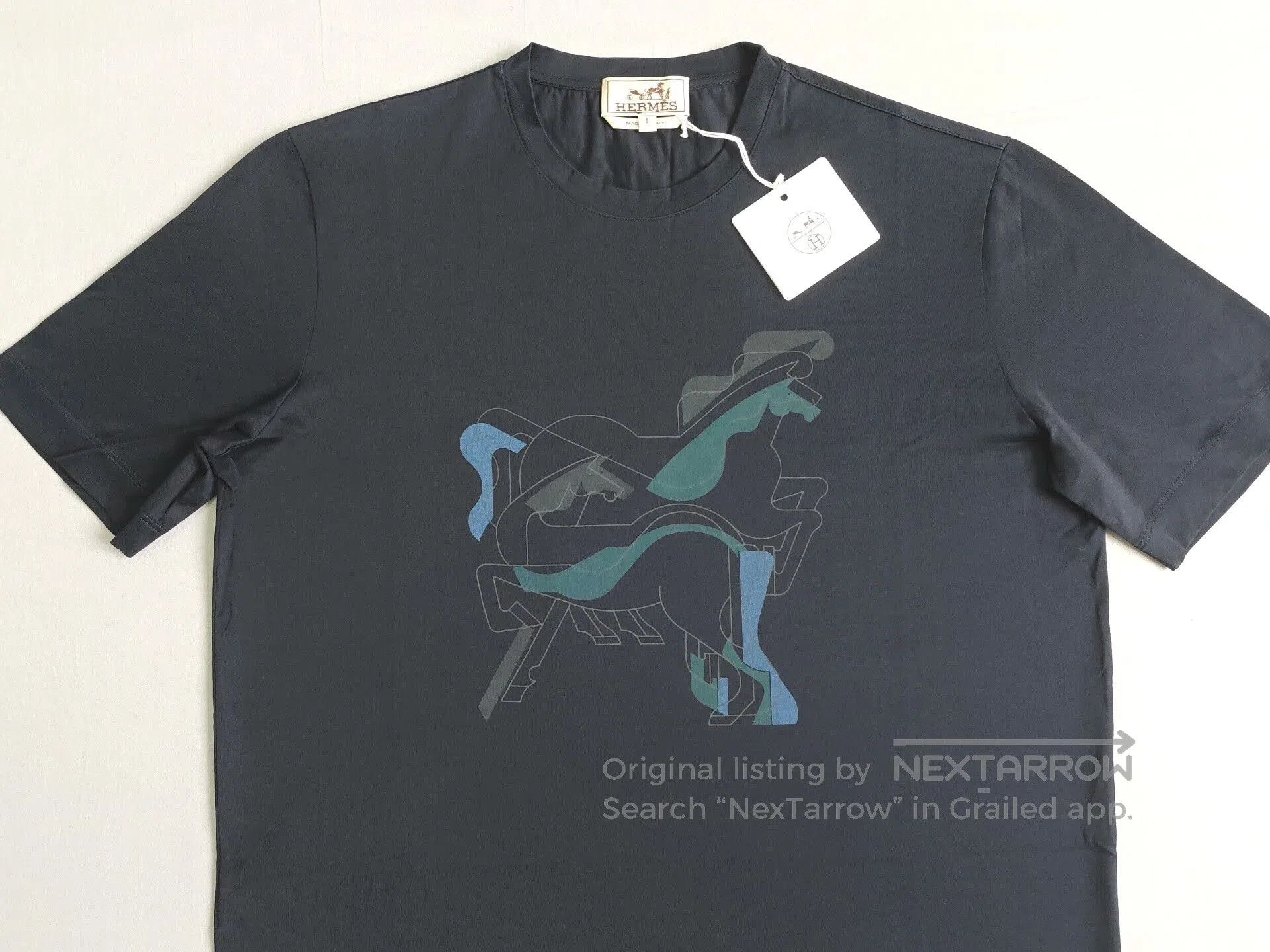 Hermes Hermes Men's Blue Black Horse T-shirt S. Size US S / EU 44-46 / 1 - 2 Thumbnail