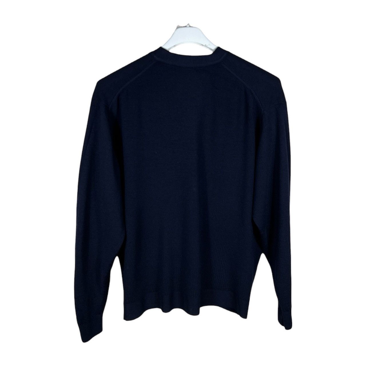 Burberry Vintage 90s Burberrys merino wool navy old money cardigan Size M / US 6-8 / IT 42-44 - 2 Thumbnail