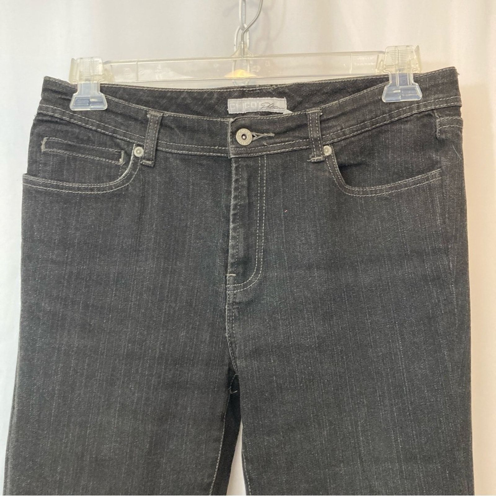 Chicos Chico’s Platinum Quartz Black Boot Cut Straight Denim Jeans Size 34" / US 12 / IT 48 - 3 Thumbnail