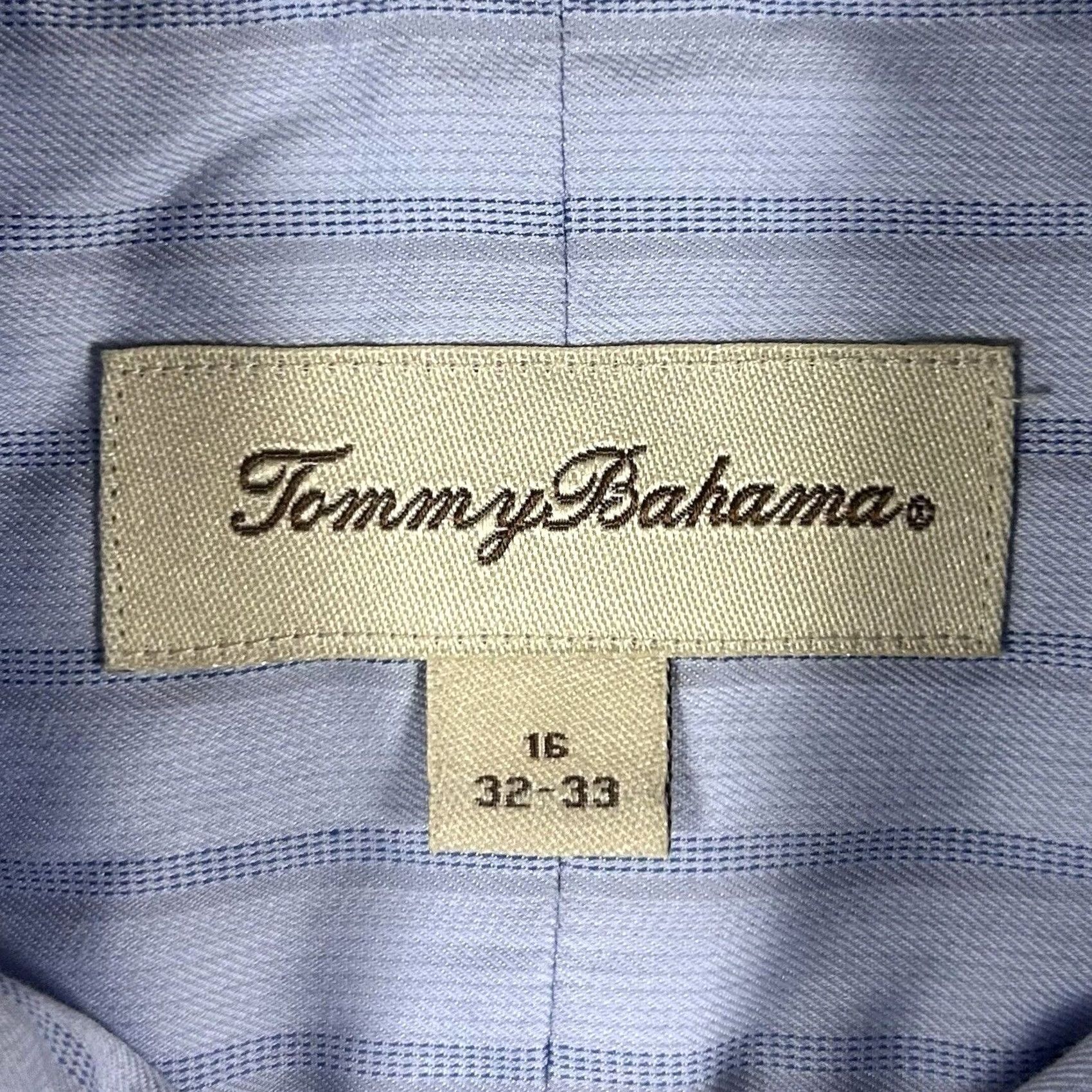 Tommy Bahama Tommy Bahama Button-Up Shirt Mens 16 (32-33) Long Sleeve Striped Silk Blend Cotton Blend Navy Blue/Multi Size US L / EU 52-54 / 3 - 3 Thumbnail