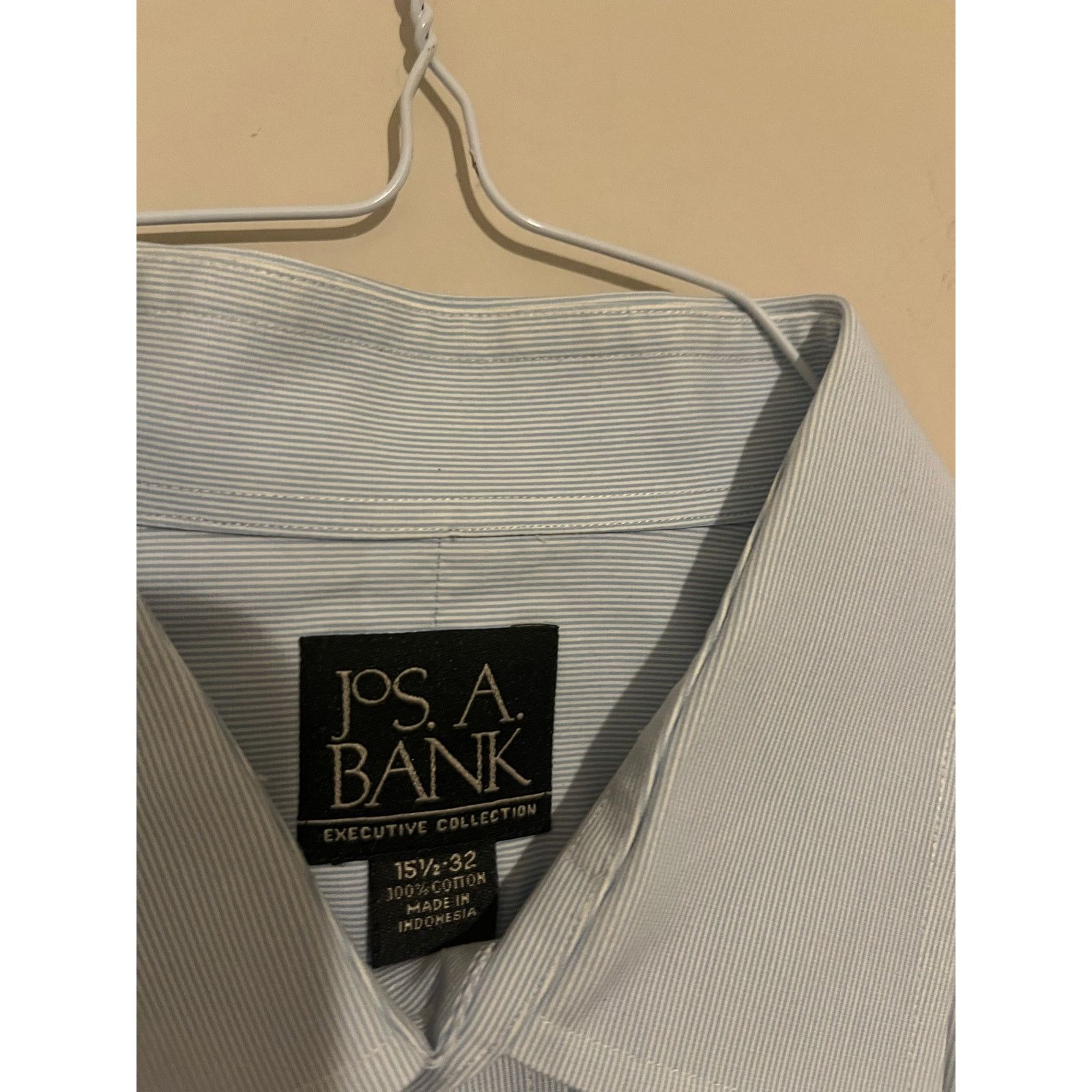 Jos. A. Bank Jos A Bank Men’s Blue Pinstripe Dress Shirt Size 15 1/2” Size US M / EU 48-50 / 2 - 2 Thumbnail