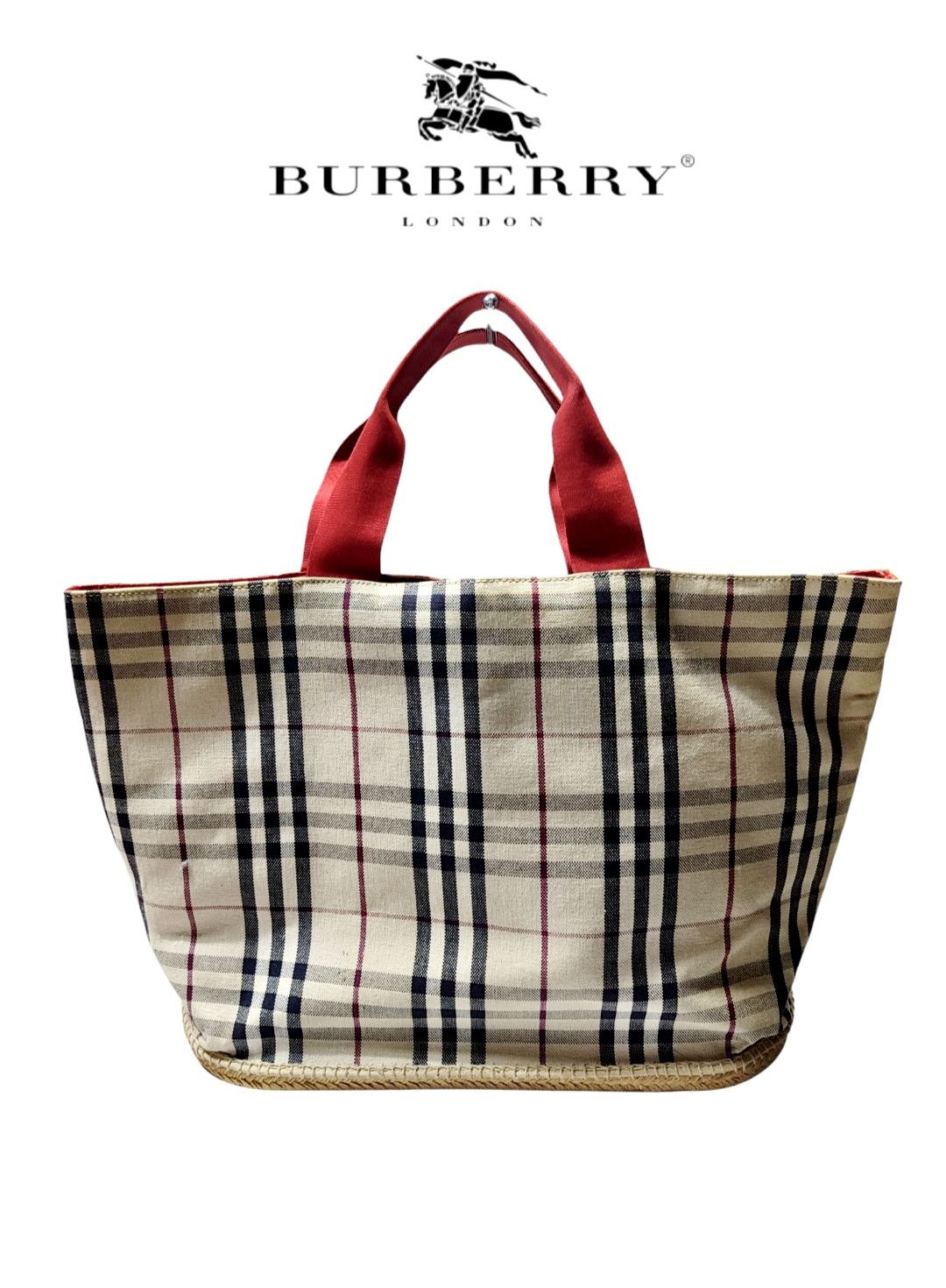 Burberry BURBERRY NOVA CHECK FEED RUBBER SISAL BOTTOM TOTE/HANDBAG Size ONE SIZE - 1 Thumbnail