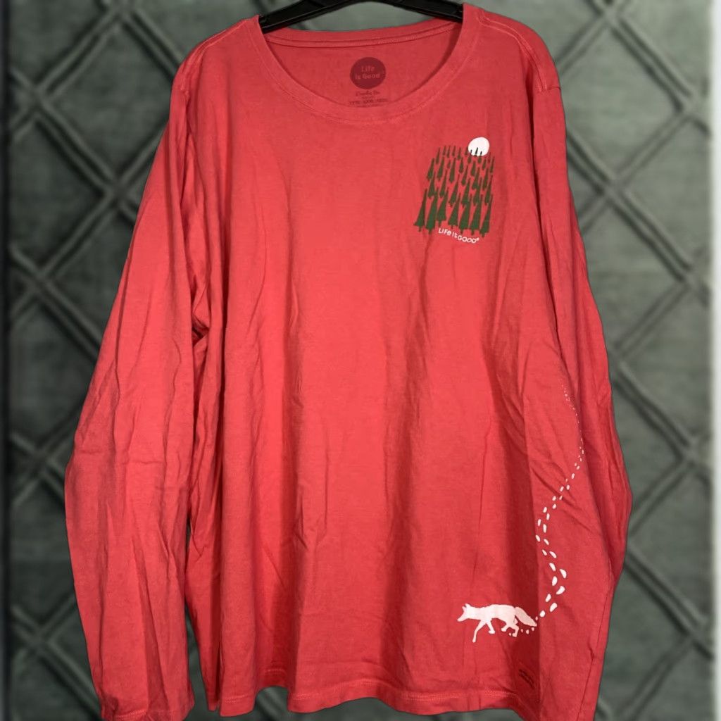 Life is Good Life Is Good Crusher Tee Long Sleeve T Shirt Christmas Fox In Snow 3X Red Womens Plus Size 3XL Holiday Gift Size XXL / US 16-18 / IT 52-54 - 1 Thumbnail