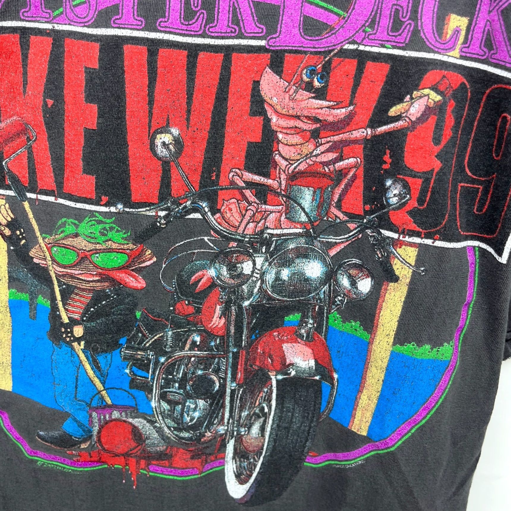 Hanes VINTAGE 90s Oyster Deck Bike Week Sun Faded Hanes T-Shirt XL Men Black Size US XL / EU 56 / 4 - 3 Thumbnail