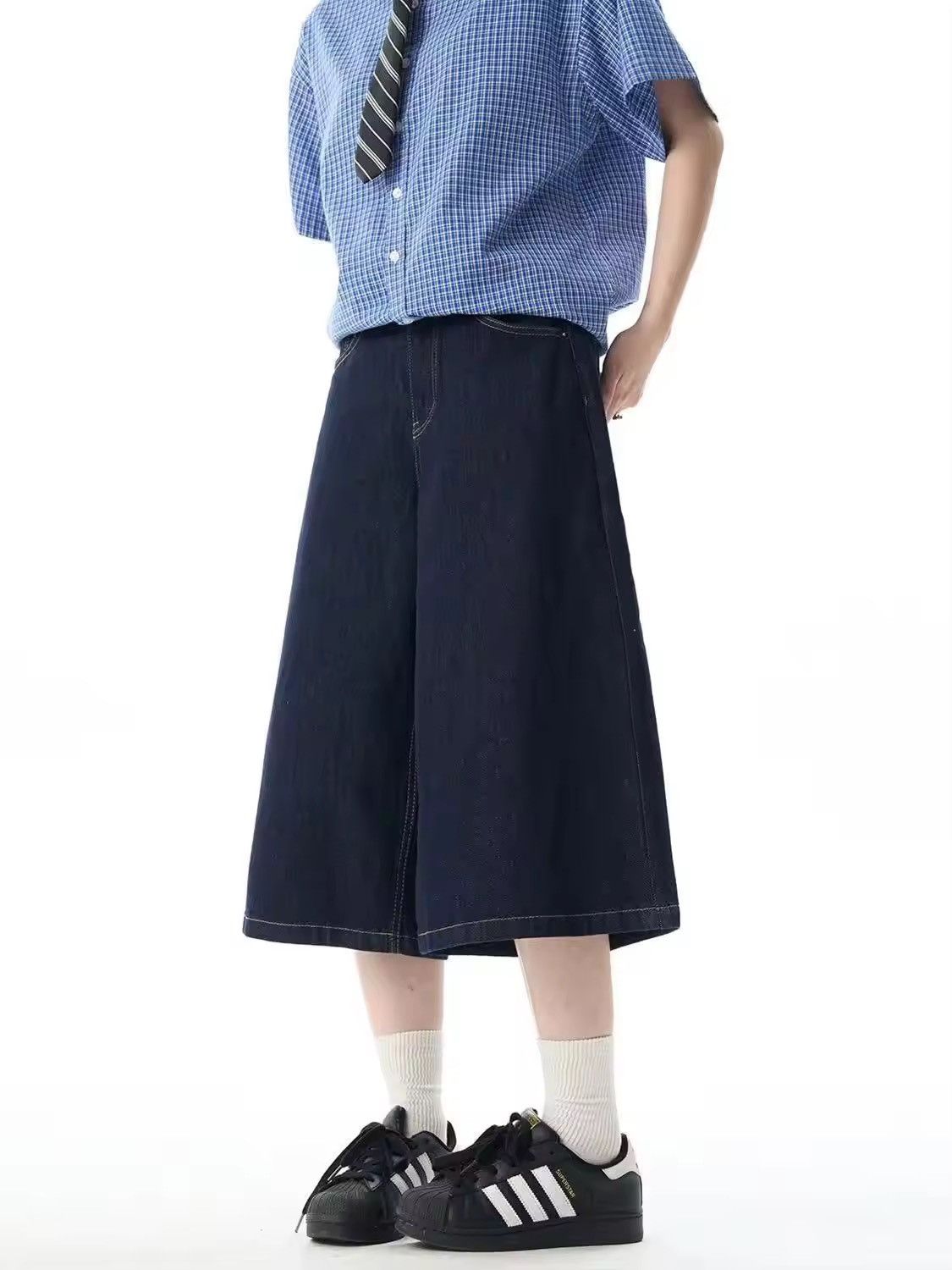 Japanese Brand Baggy Jorts Wide Leg Skater Shorts Y2K Style Size US 27 - 1 Thumbnail