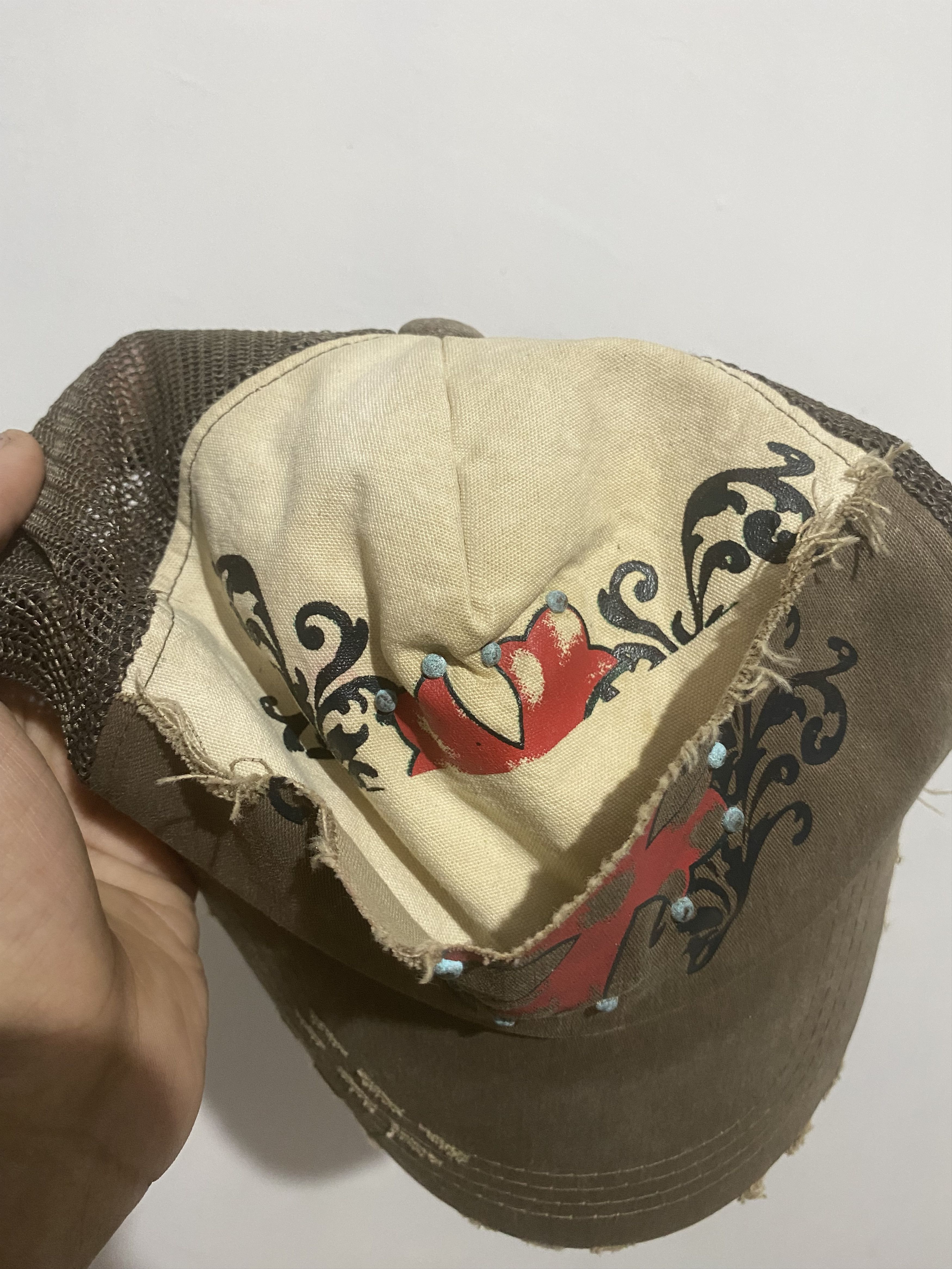 If Six Was Nine × Japanese Brand Y2K Poem Trucker Hats distressed cut out Size ONE SIZE - 3 Thumbnail