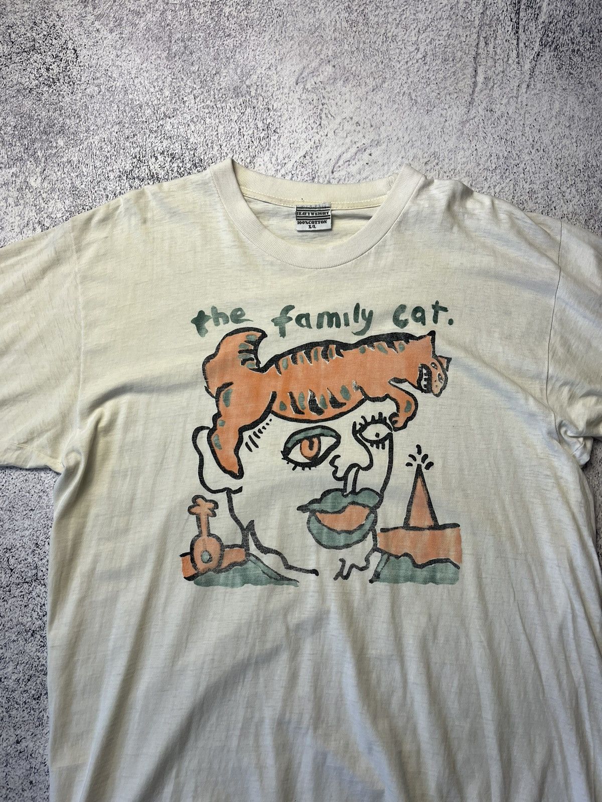 Vintage Vintage 1989 THE FAMILY CAT tom verlaine artwork t-shirts Size US XL / EU 56 / 4 - 7 Thumbnail
