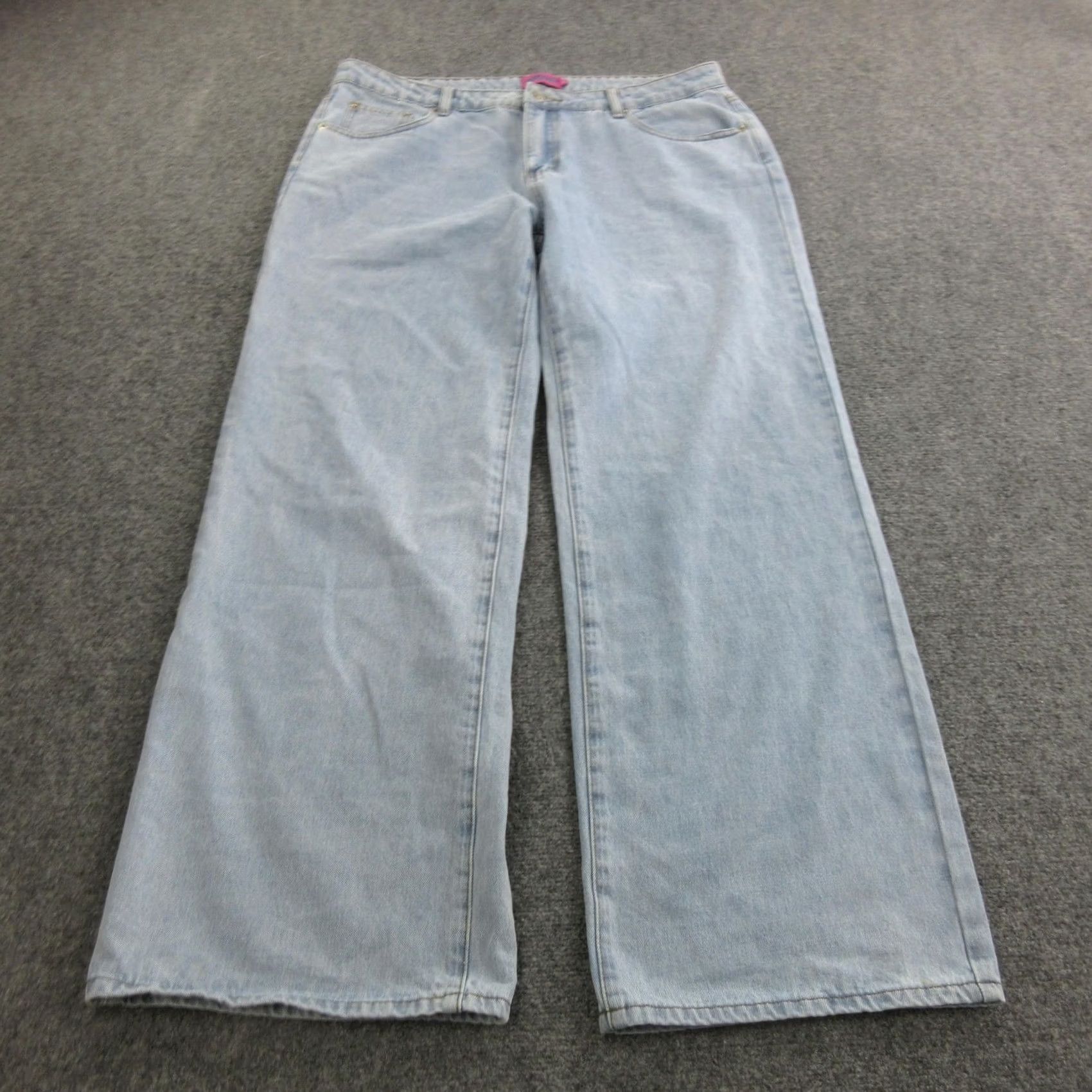 Vintage Edikted Jeans Womens 1X Light Wash High Rise Wide Leg Relaxed Denim Jeans Women Blue Wide-Leg 5-Pocket Size 40" / US 18 - 2 Thumbnail