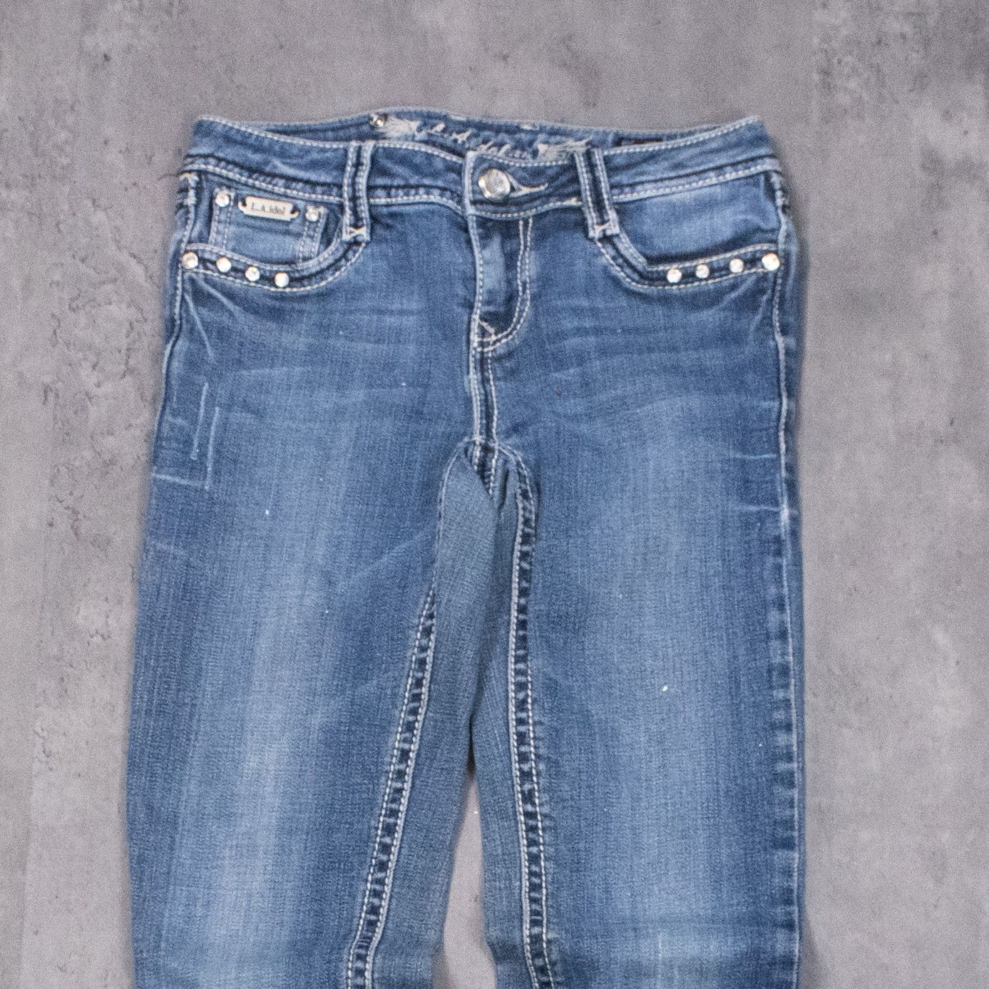True Religion Y2K's 00's LA Idol's Gem Embellished Skinny Denim Jean's Size US 26 / EU 42 - 4 Thumbnail