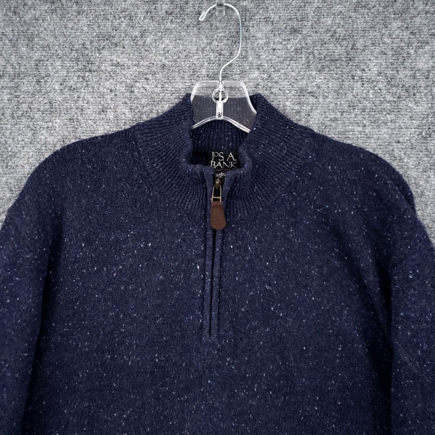 Jos. A. Bank Jos. A. Bank Sweater Mens Large Blue Lambswool 1/4 Zip Mock Neck Pullover Knit Size US L / EU 52-54 / 3 - 3 Thumbnail