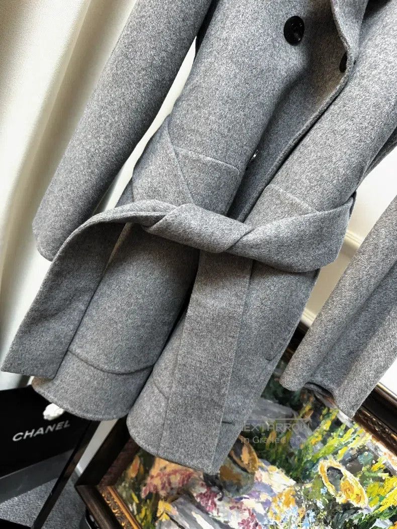 Hermes Hermes Gray Double-Breasted Cashmere Coat with Belt Size XXS / US 00 / IT 34 - 9 Thumbnail