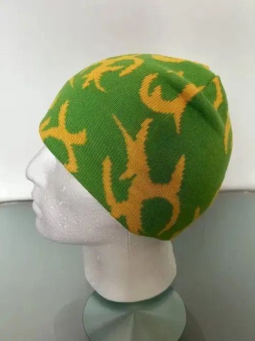 Japanese Brand × Vintage Y2K Fire Beanie (green + yellow) Size ONE SIZE - 3 Thumbnail